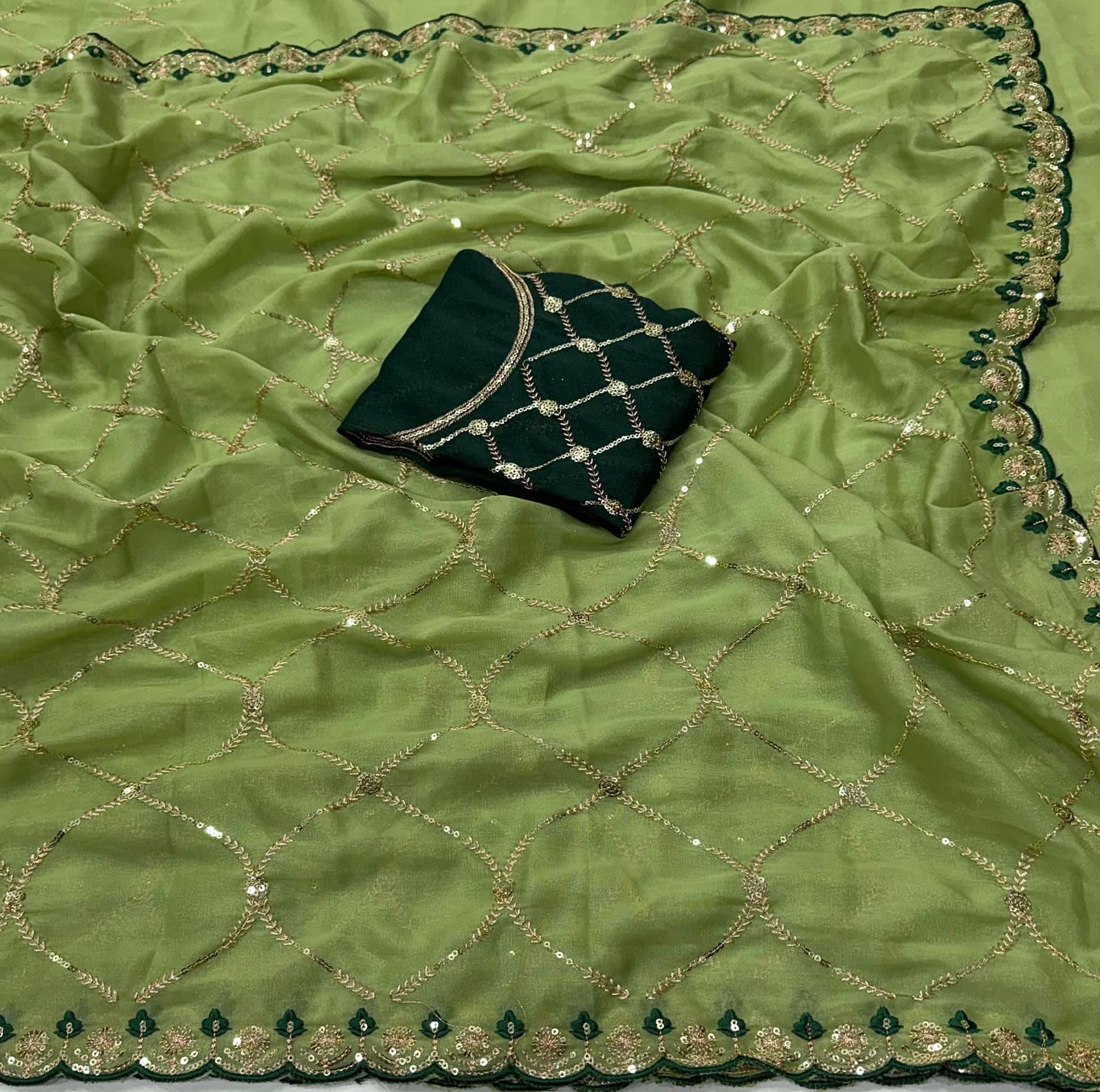 Star Georgette Saree with all-over Multi Sequence Work - View 2