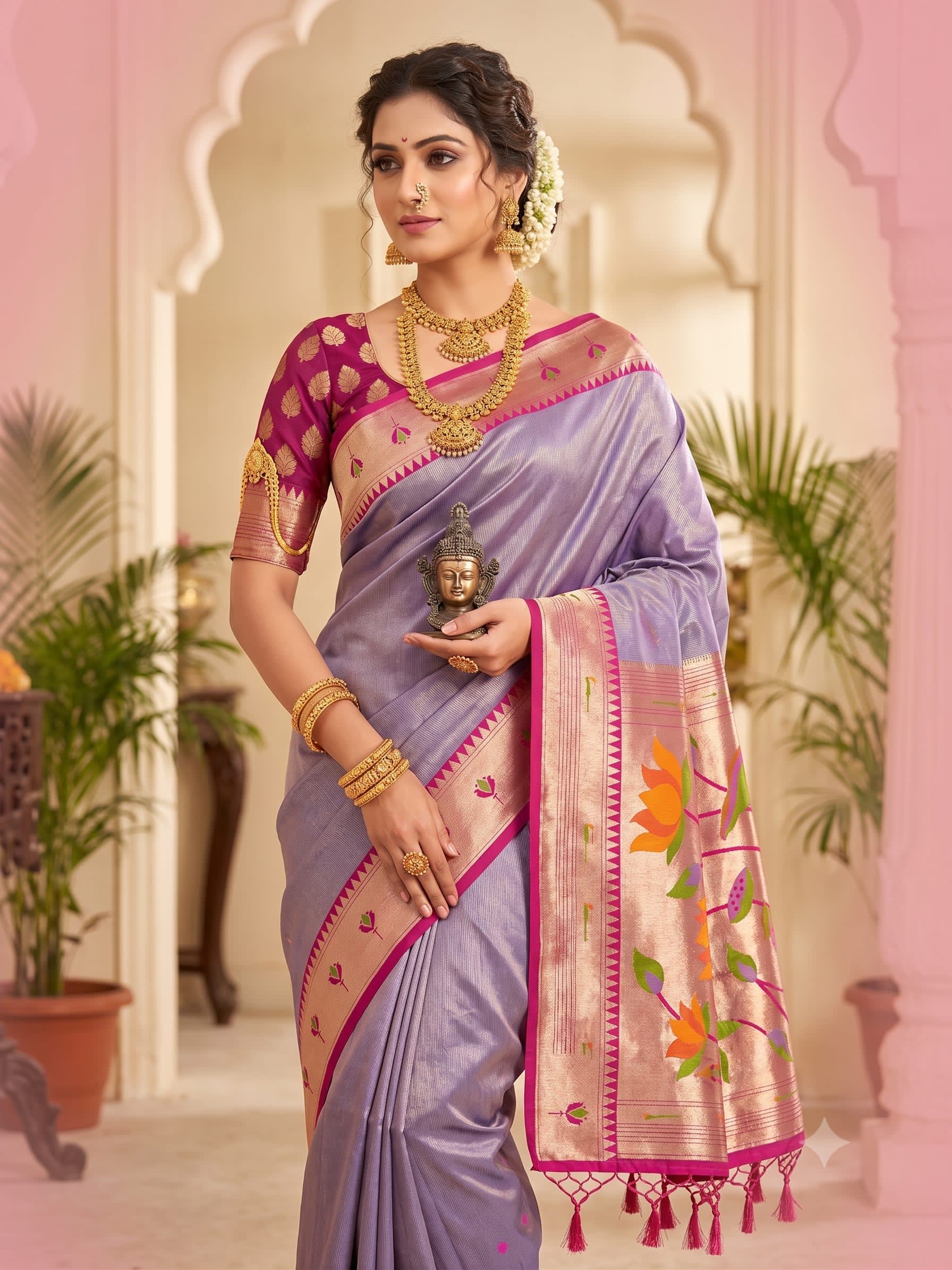 New Launch – TISSUE LOTUS Collection - Soft & Pure Banarasi Tissue Silk Saree Online India - Buy at ₹1550 - Image 1