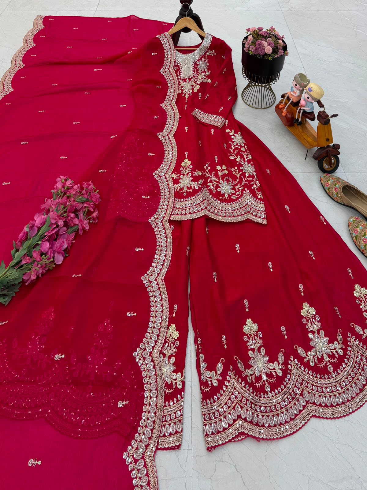 New Designer Party Wear Sharara Suit & Dupatta Set - View 2