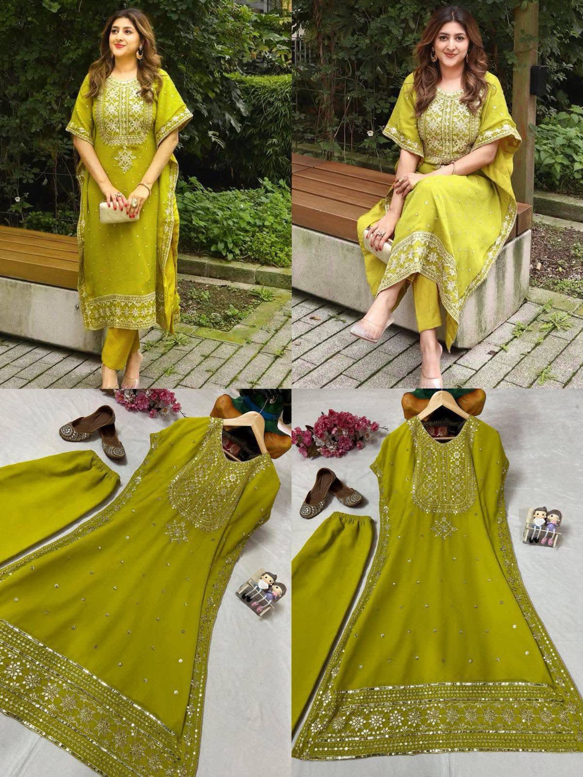 Premium Designer Kaftan & Pant Set - Premium Faux Georgette Saree Online India - Buy at ₹1699 - Image 1