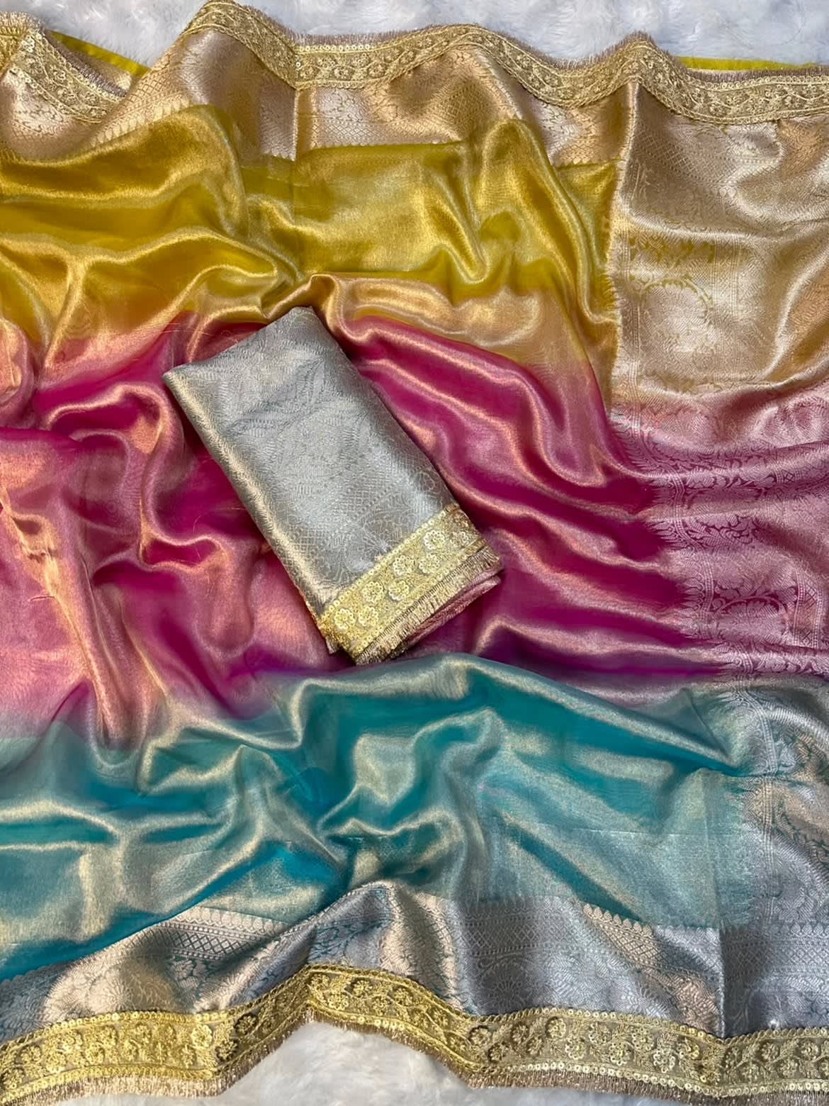 Premium Banarasi 3D Shade Tissue Silk Saree Collection - View 5