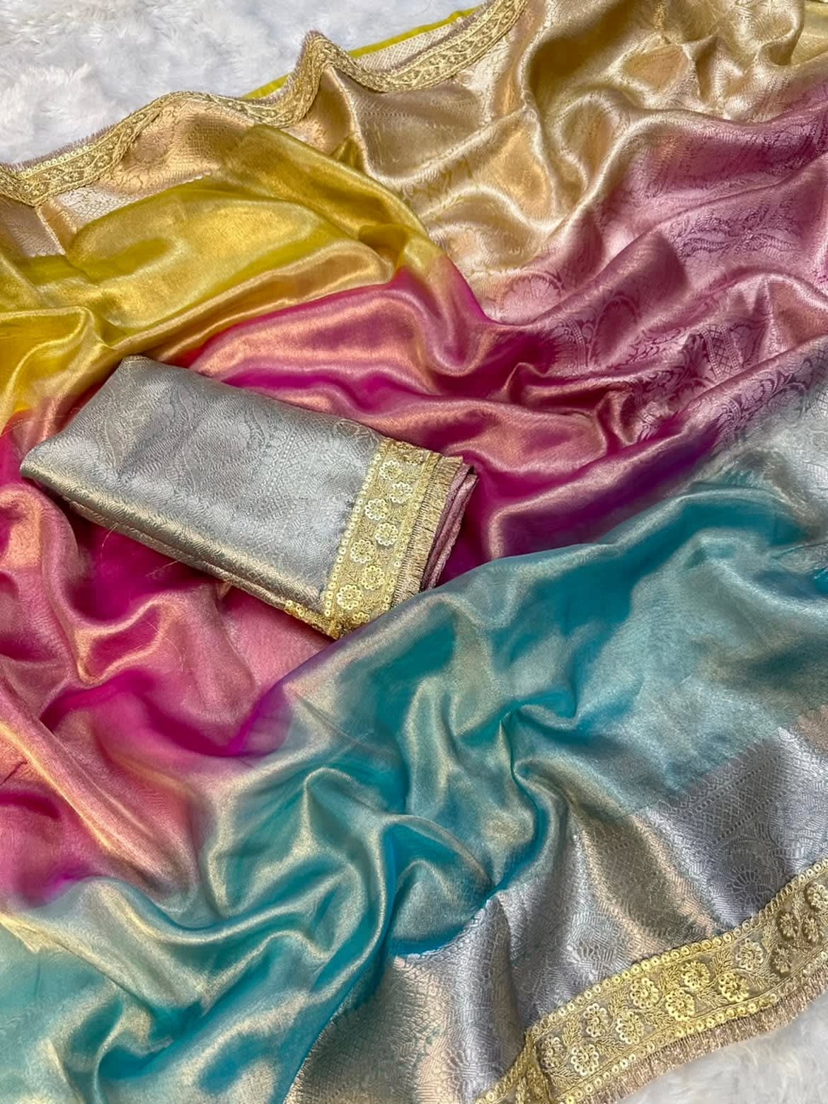 Premium Banarasi 3D Shade Tissue Silk Saree Collection - View 2