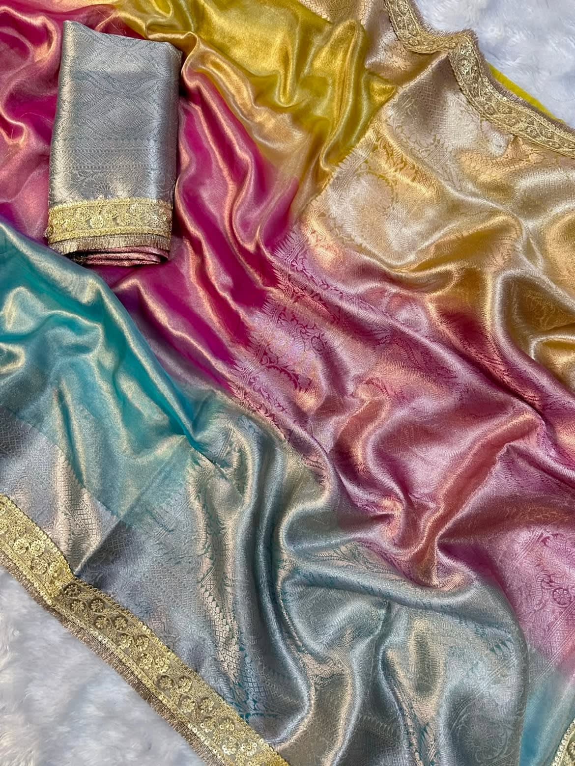 Premium Banarasi 3D Shade Tissue Silk Saree Collection - View 4