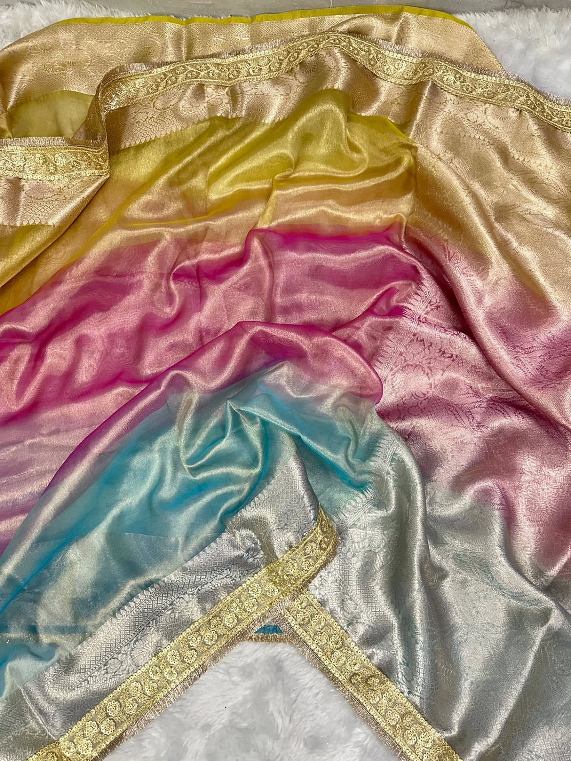 Premium Banarasi 3D Shade Tissue Silk Saree Collection - View 3