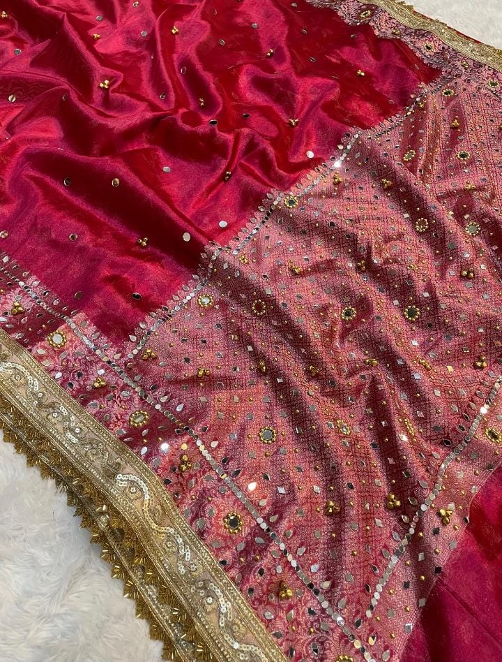 Premium Banarasi Soft Tissue Silk Ghungroo & Stone Work Saree