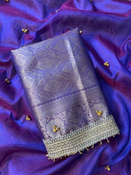 Fresh Launch – Premium Banarasi Soft Tissue Silk Ghungroo Saree - View 4