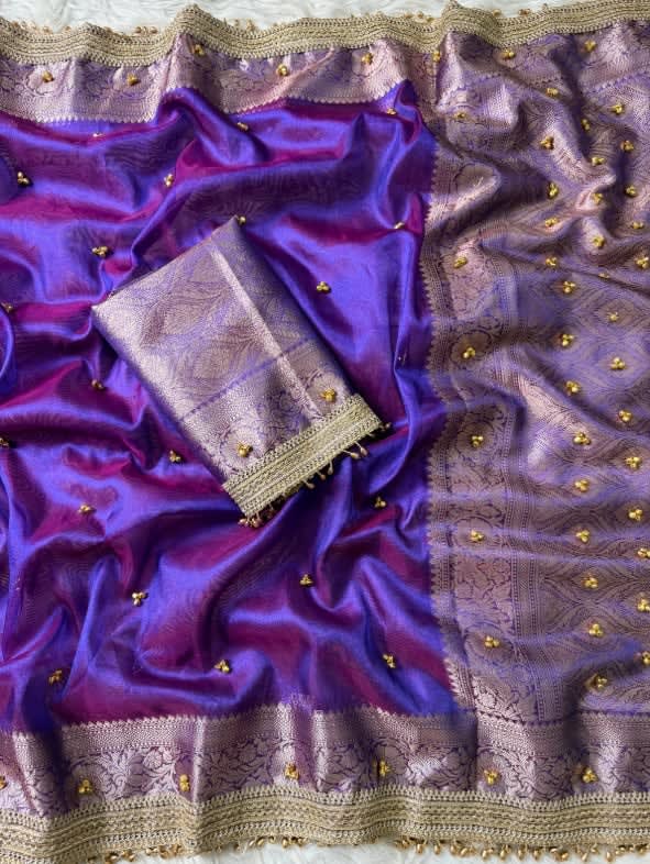 Fresh Launch – Premium Banarasi Soft Tissue Silk Ghungroo Saree - Premium Banarasi Soft Tissue Silk Saree Online India - Buy at ₹2699 - Image 1