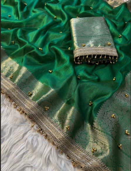 Fresh Launch – Premium Banarasi Soft Tissue Silk Ghungroo Saree - View 3