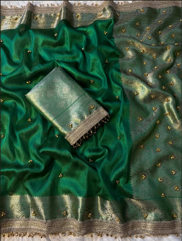 Fresh Launch – Premium Banarasi Soft Tissue Silk Ghungroo Saree - Premium Banarasi Soft Tissue Silk Saree Online India - Buy at ₹2699 - Image 1