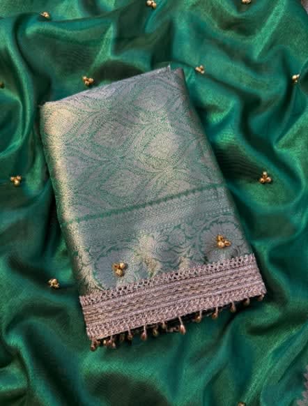 Fresh Launch – Premium Banarasi Soft Tissue Silk Ghungroo Saree - View 4
