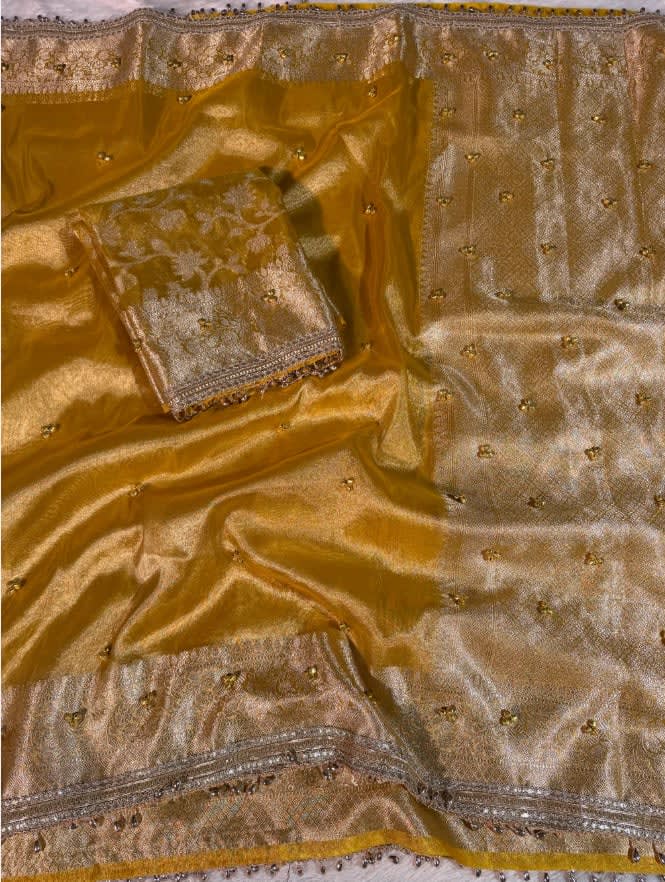 Fresh Launch – Premium Banarasi Soft Tissue Silk Ghungroo Saree
