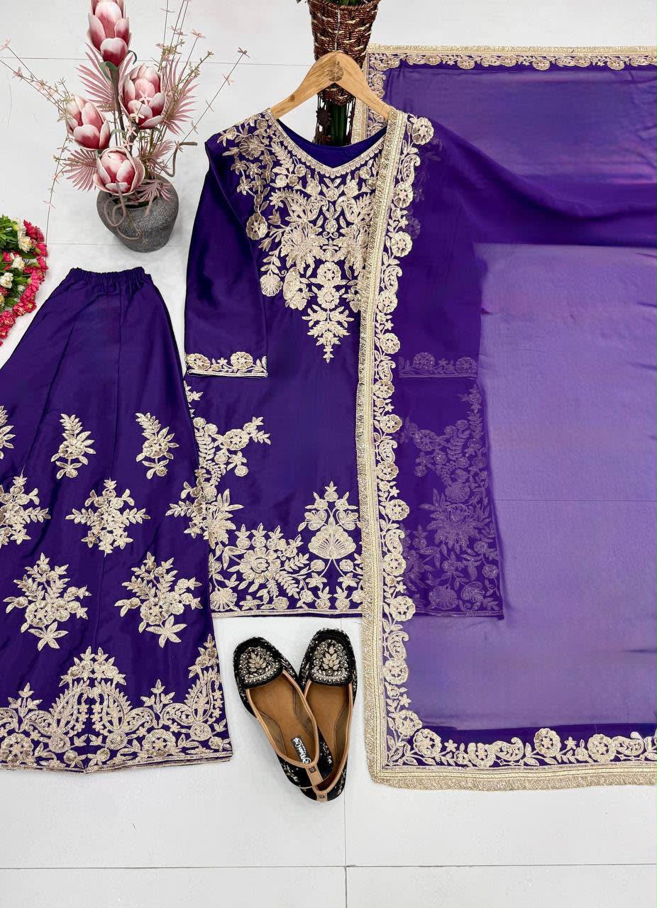 New Designer Heavy Embroidery 3-Piece Suit Set - View 2