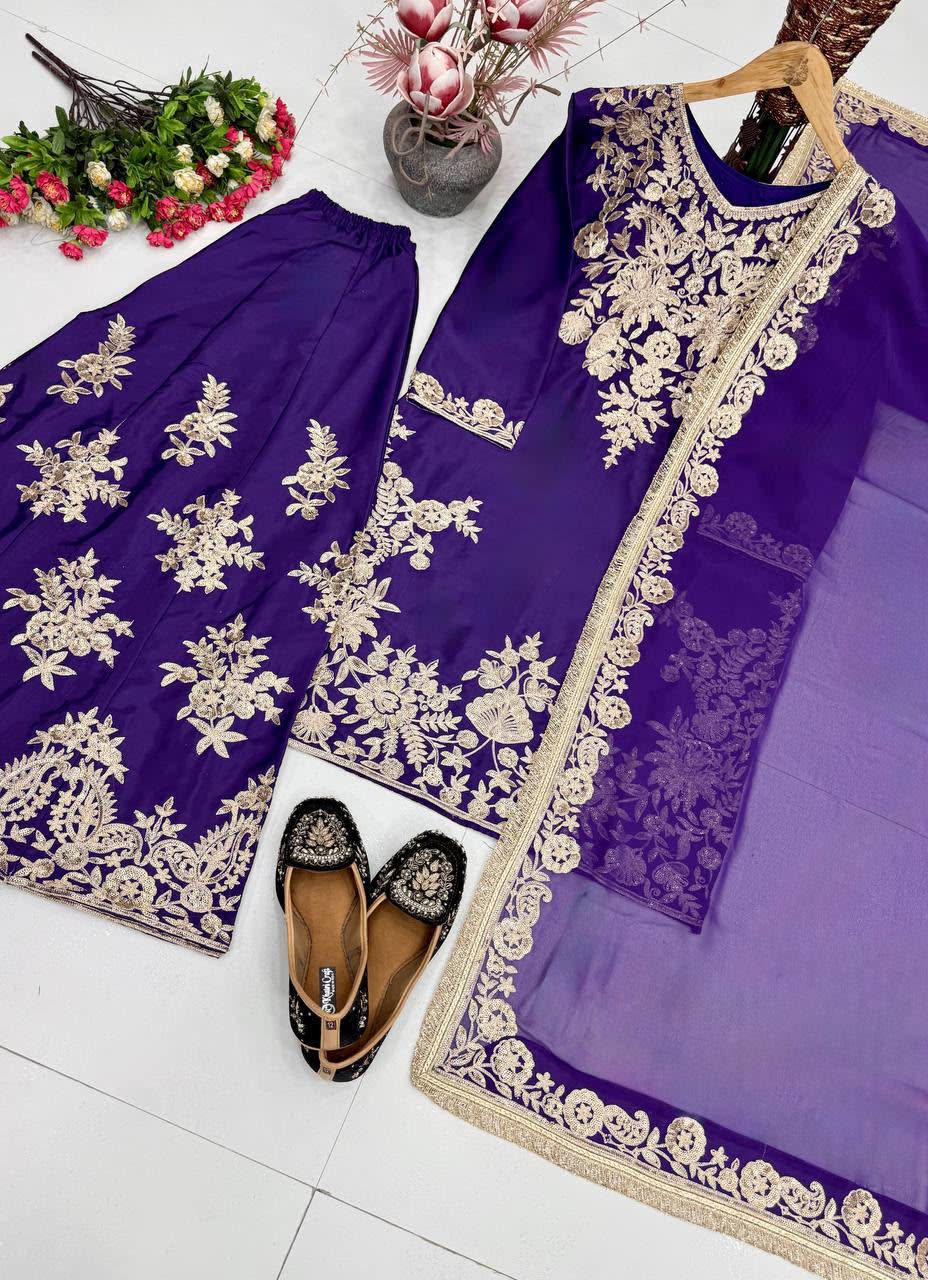 New Designer Heavy Embroidery 3-Piece Suit Set - View 4