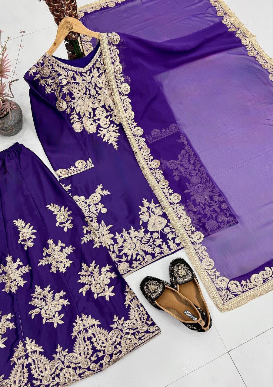 New Designer Heavy Embroidery 3-Piece Suit Set - View 3