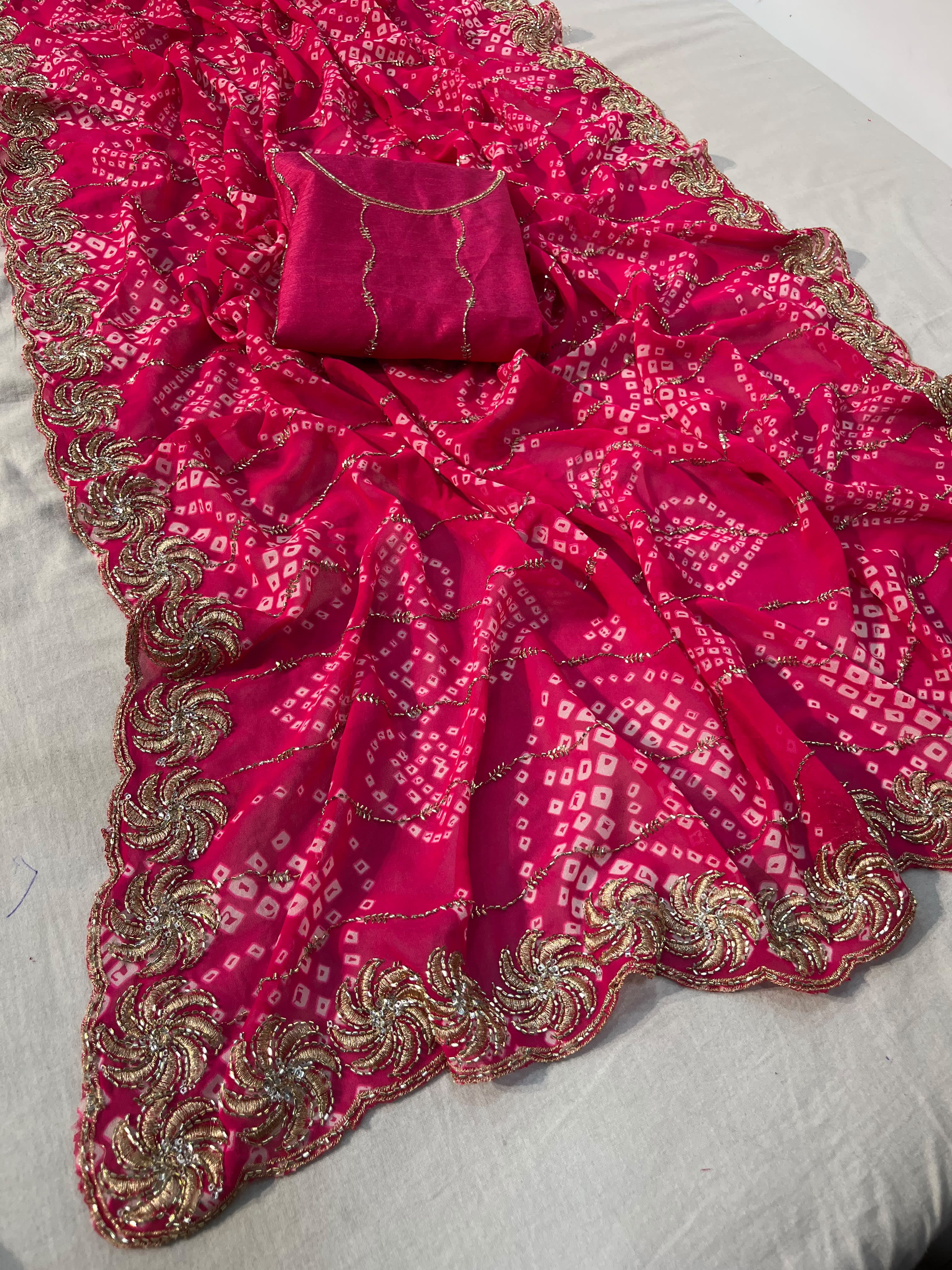 Traditional Bandhej Soft C/C Georgette Saree - Second View
