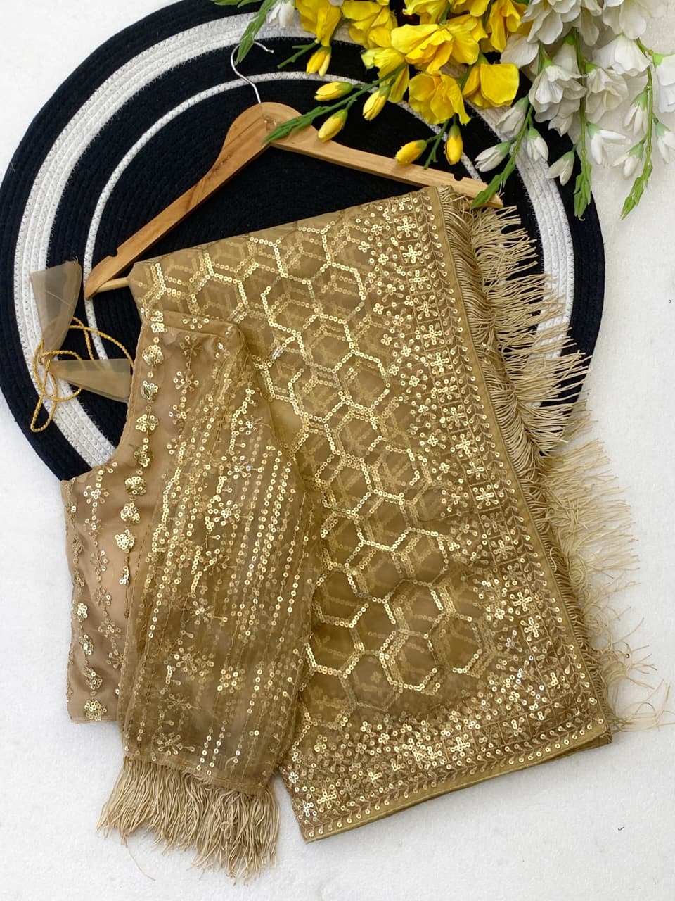 Bollywood Blockbuster Butterfly Net Sequins Saree – Glam Party Collection - View 6