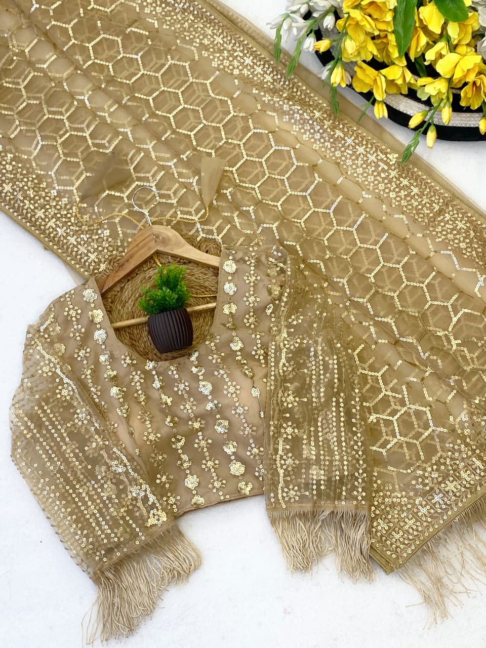 Bollywood Blockbuster Butterfly Net Sequins Saree – Glam Party Collection - View 5