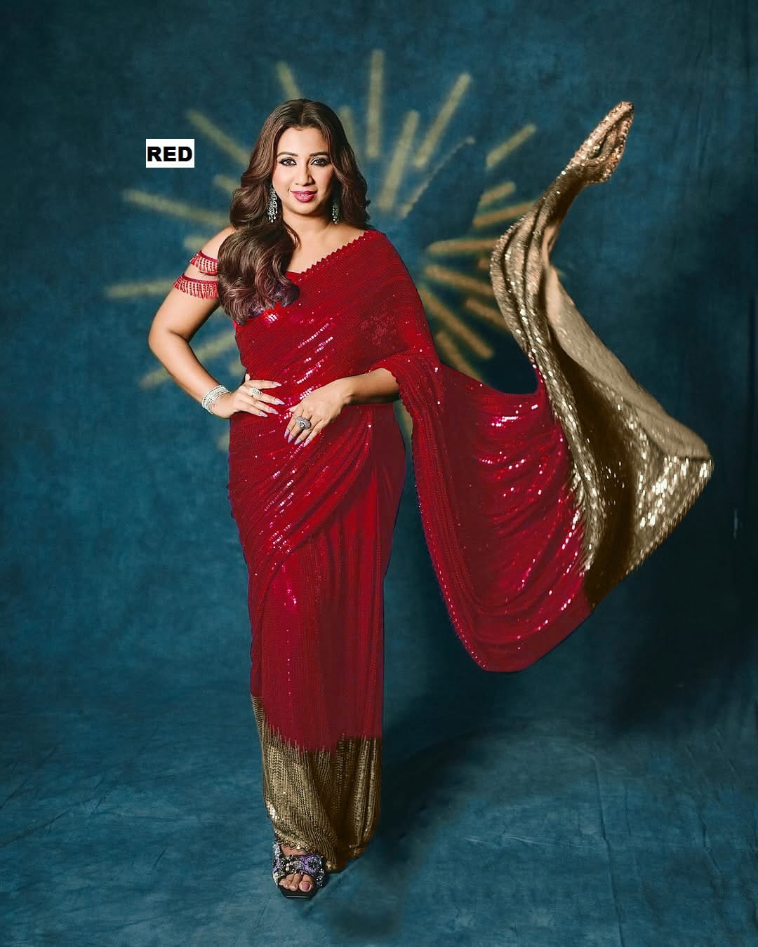 Bollywood Blockbuster Dual Sequins Saree – Special Edition Collection - Georgette Saree Online India - Buy at ₹1499 - Image 1