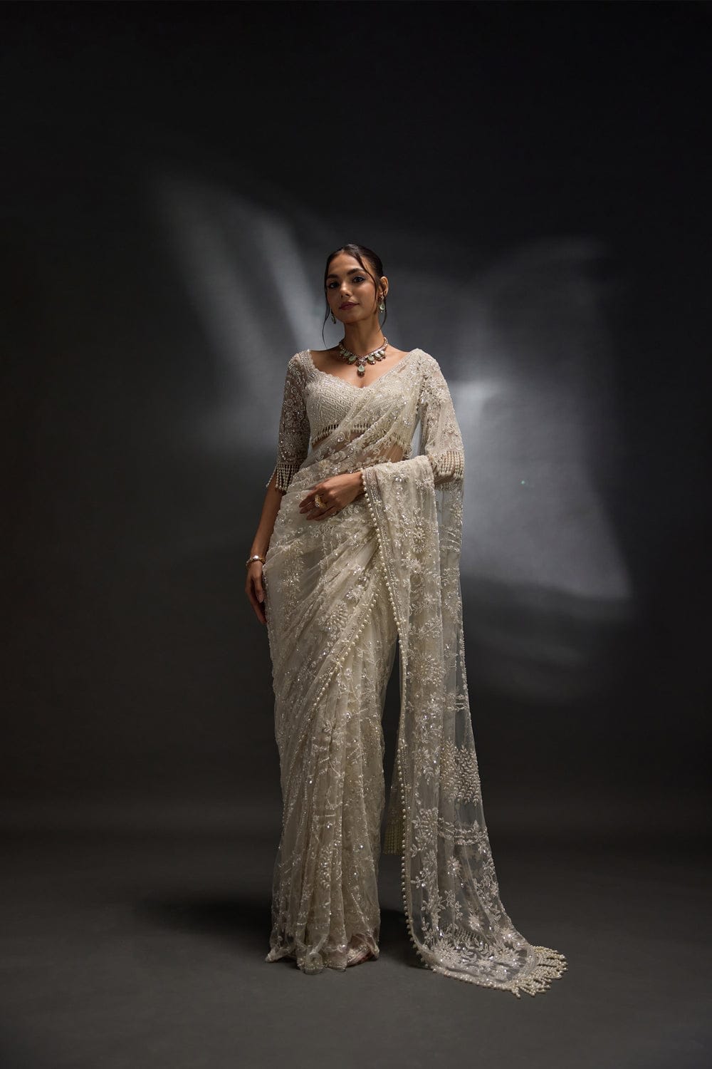 Bollywood Blockbuster Mono Net Sequins Saree – Trending Glam Collection - Heavy Quality Mono Net Saree Online India - Buy at ₹1499 - Image 1