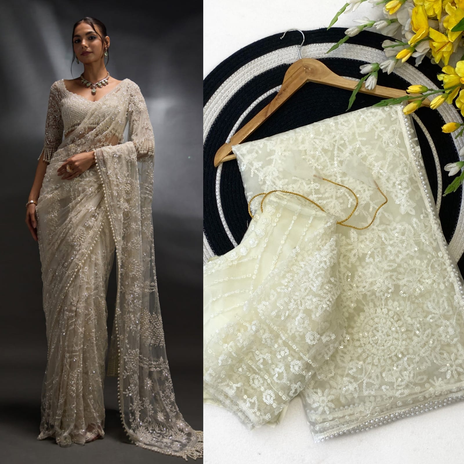 Bollywood Blockbuster Mono Net Sequins Saree – Trending Glam Collection - View 5