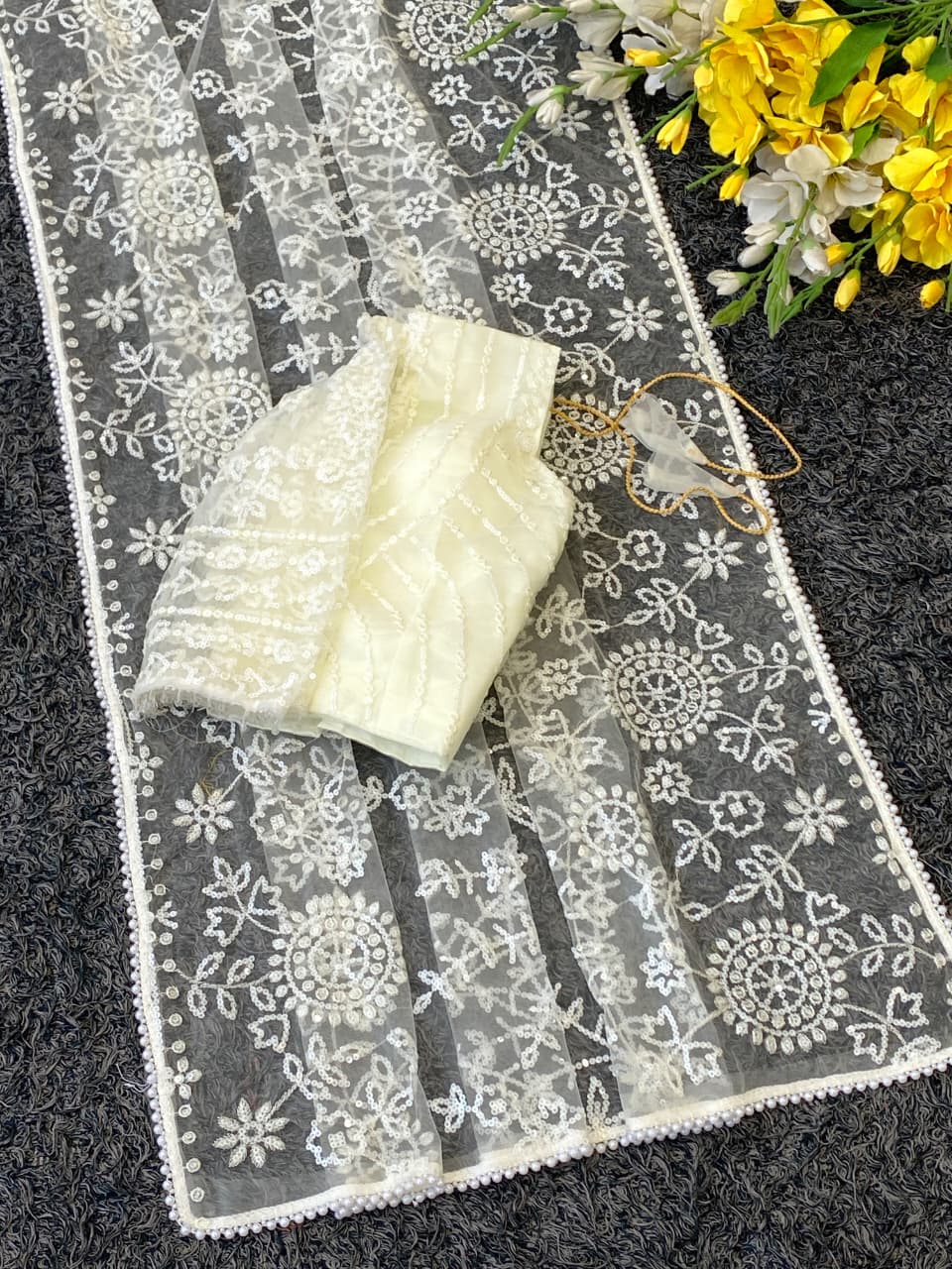 Bollywood Blockbuster Mono Net Sequins Saree – Trending Glam Collection - View 3