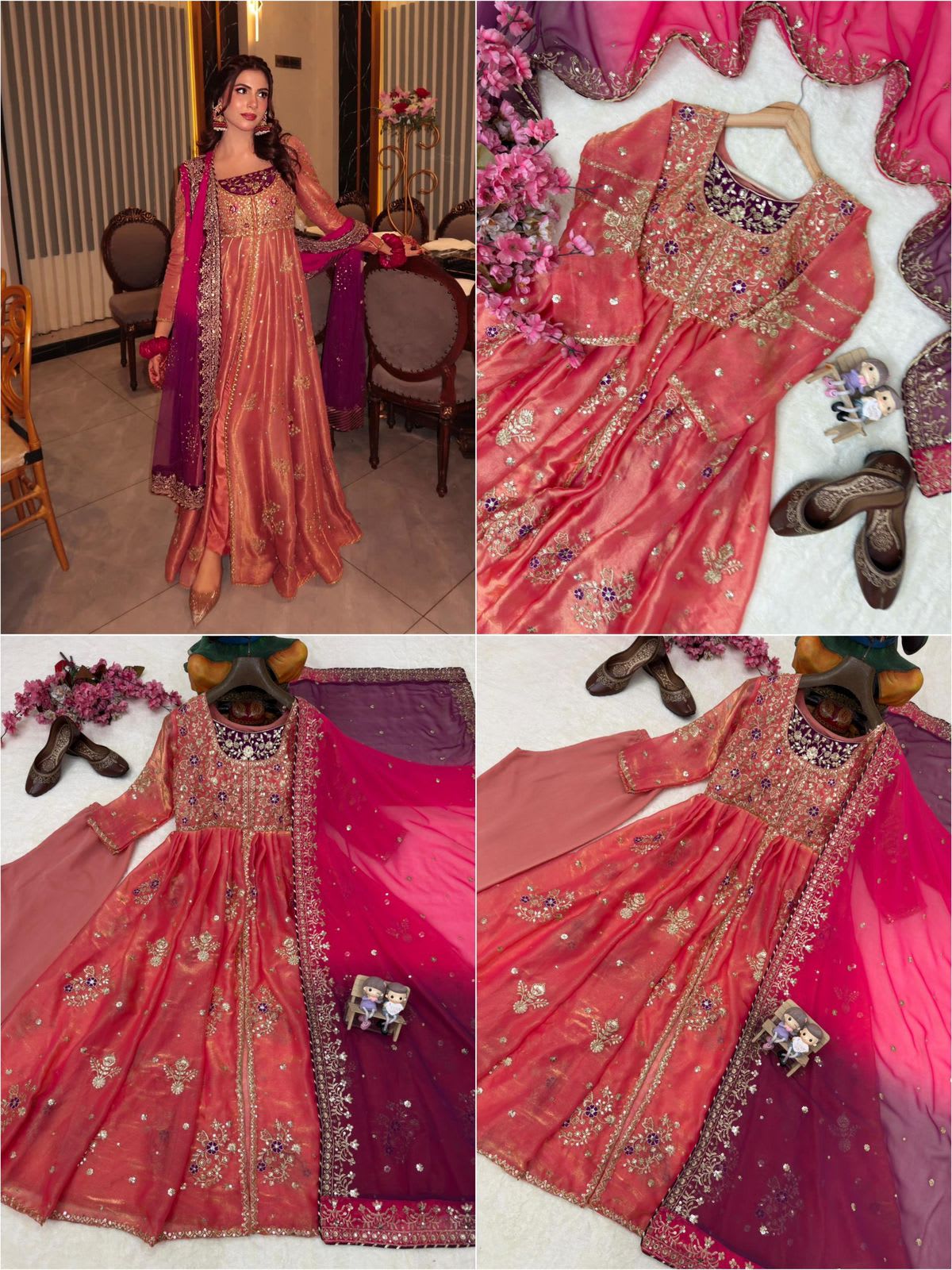 NEW DESIGNER ANARKALI GOWN SET - Premium Fendy Silk Saree Online India - Buy at ₹2099 - Image 1