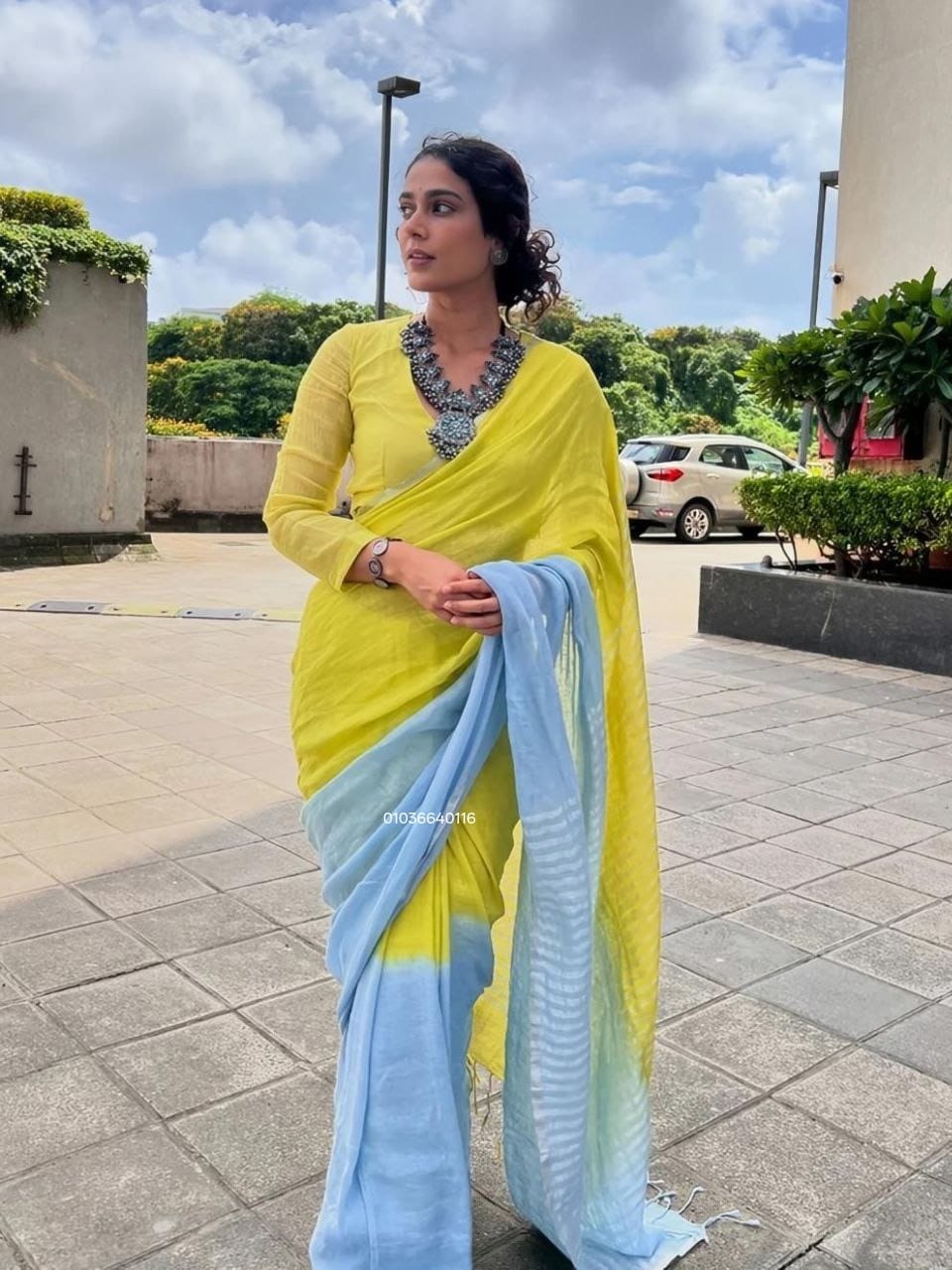 Elegant Linen Saree with Digital Print - Soft Linen Cotton Saree Online India - Buy at ₹1050 - Image 1