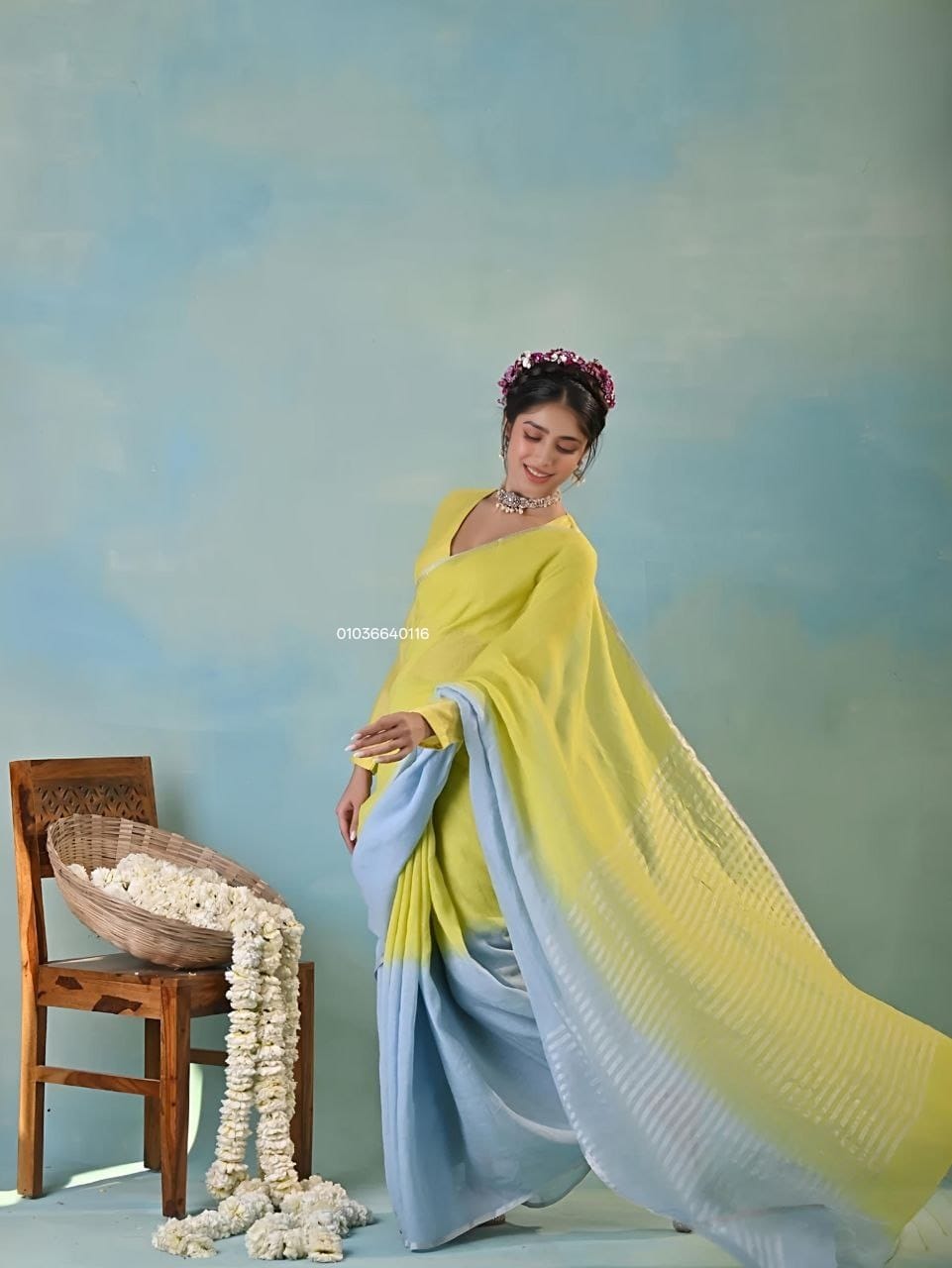 Elegant Linen Saree with Digital Print - View 4