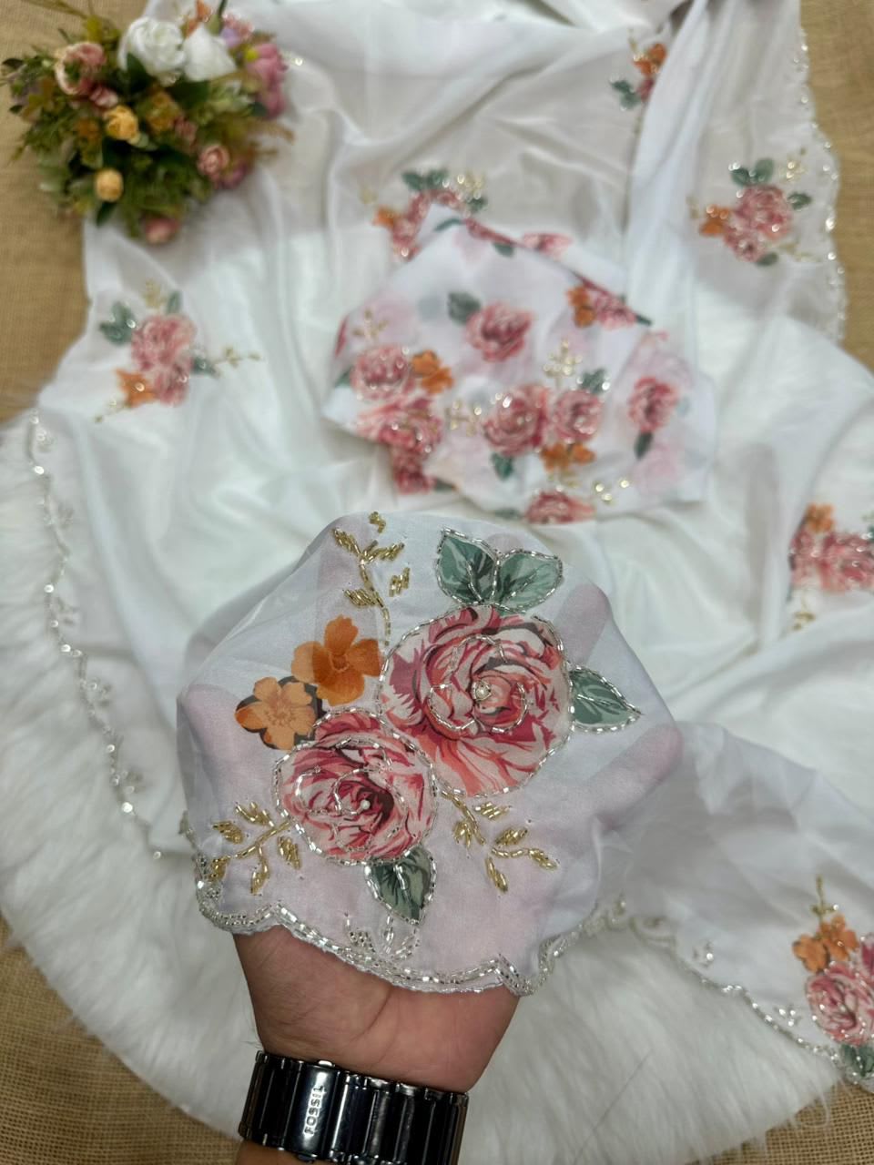 New Tebi Silk Designer Handwork Saree - View 2