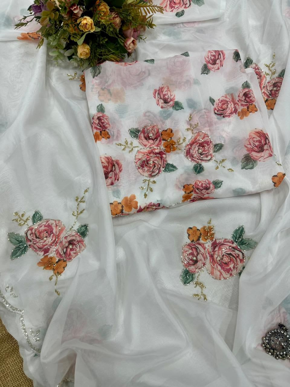 New Tebi Silk Designer Handwork Saree - View 4