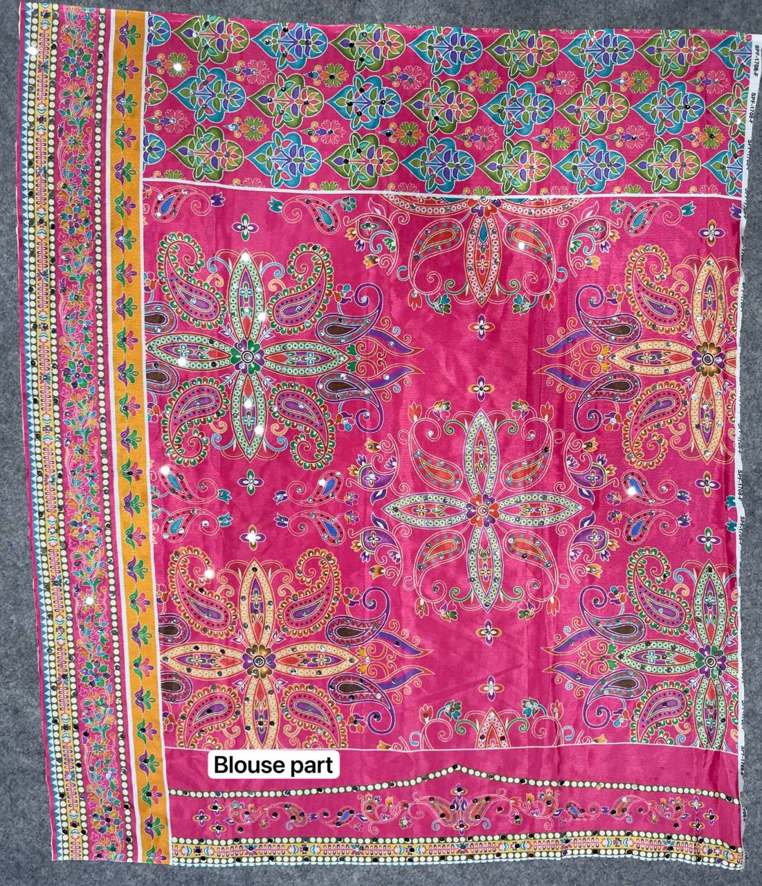 New Beautiful Chinon Silk Mirror Work Saree - View 8