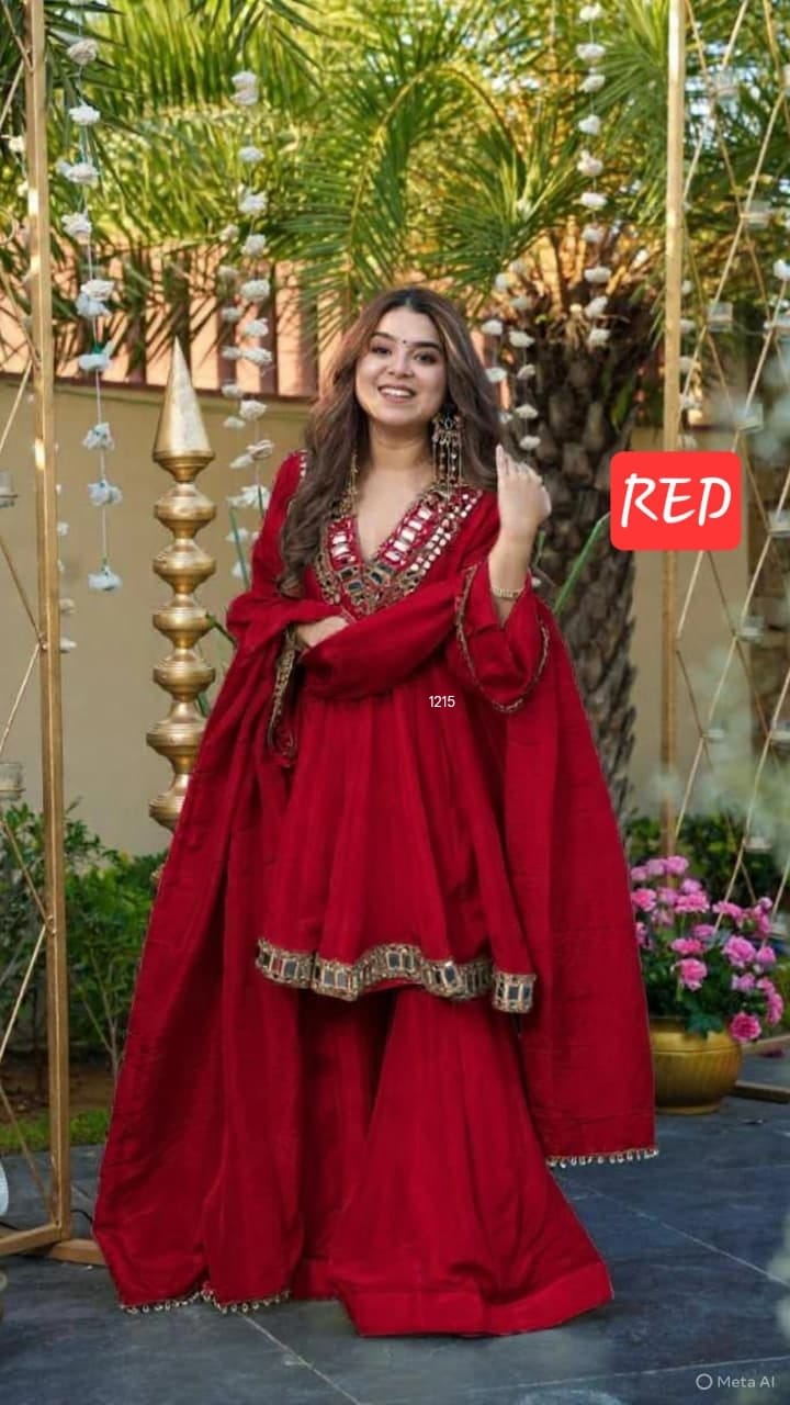 New Launch – Aliya Cut Kediya Style Palazzo Set - Soft Chinon Saree Online India - Buy at ₹1799 - Image 1