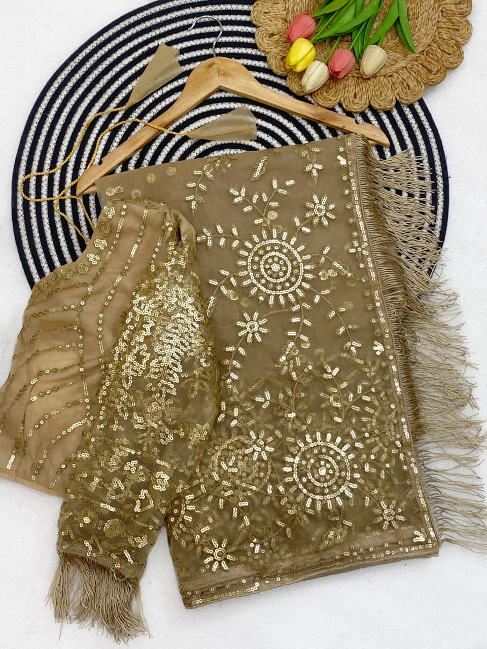 New Trending Bollywood Blockbuster Sequins Saree - View 5