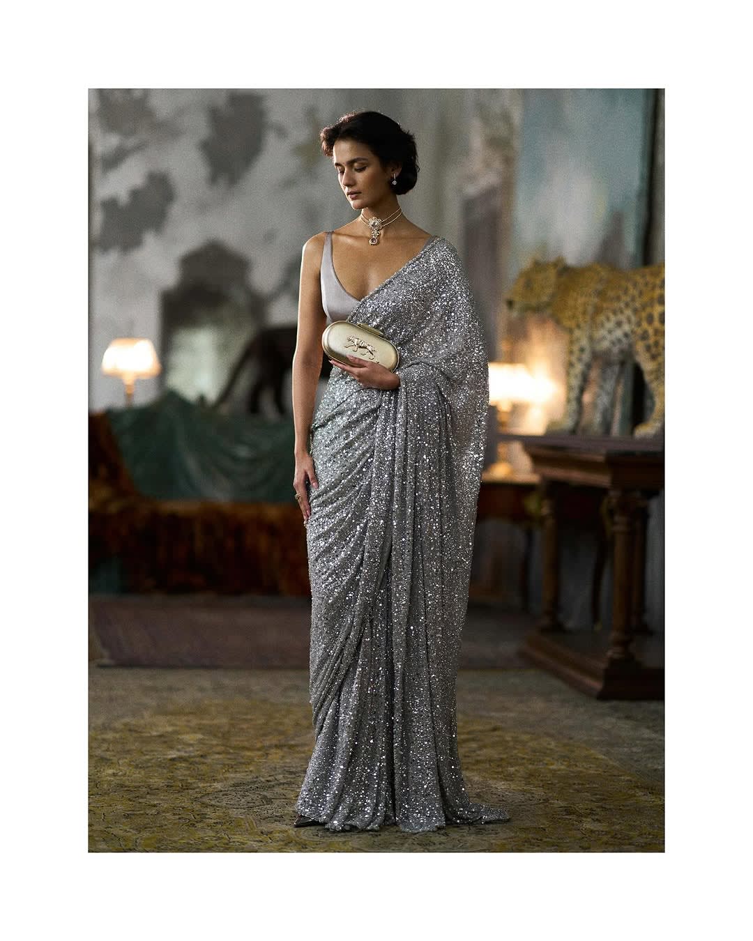 New Launch – Bollywood Blockbuster Sequins Saree - Georgette Saree Online India - Buy at ₹1599 - Image 1