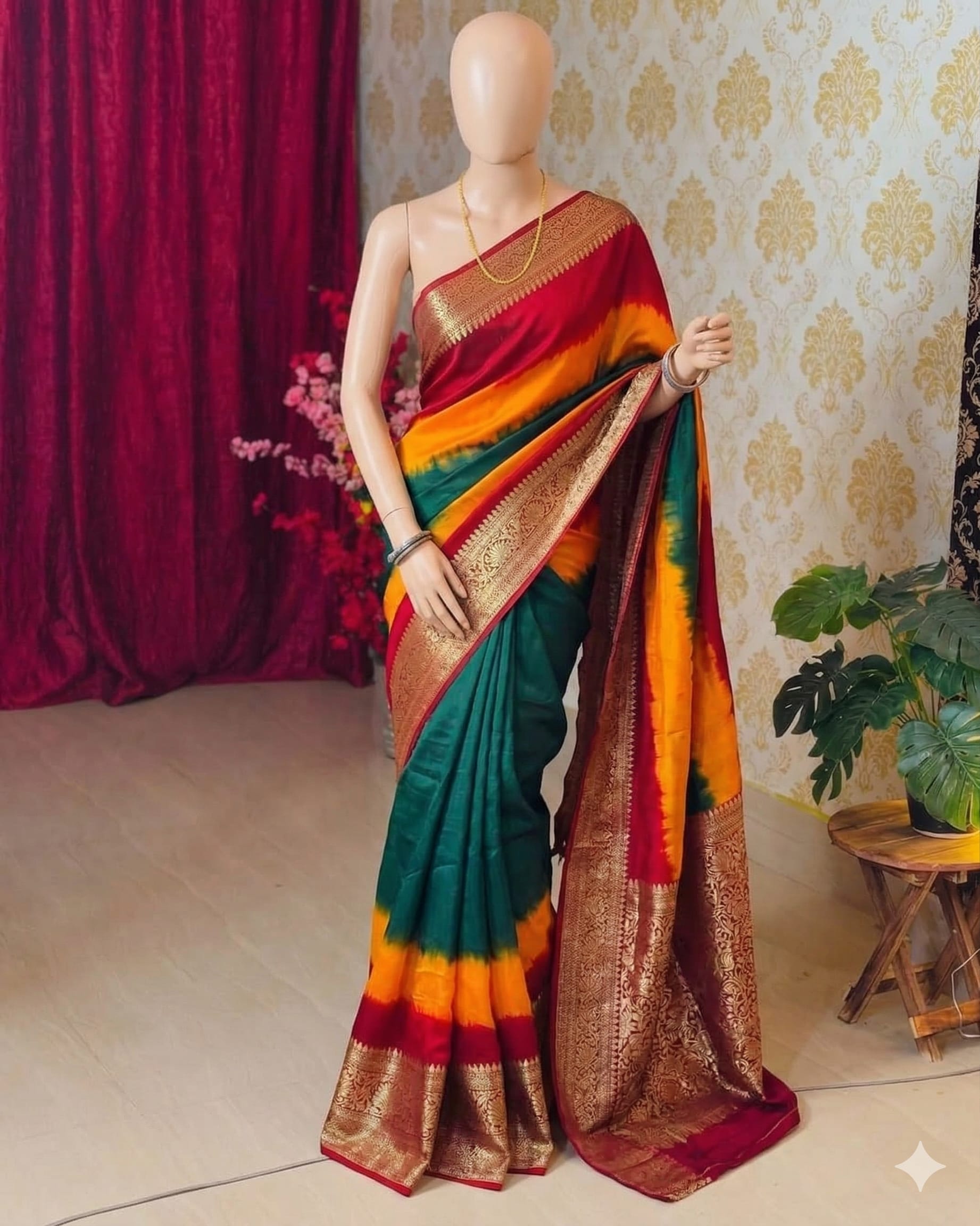 New Launch – Kanjivaram Bandhani Saree - Premium Cotton Silk Saree Online India - Buy at ₹1400 - Image 1