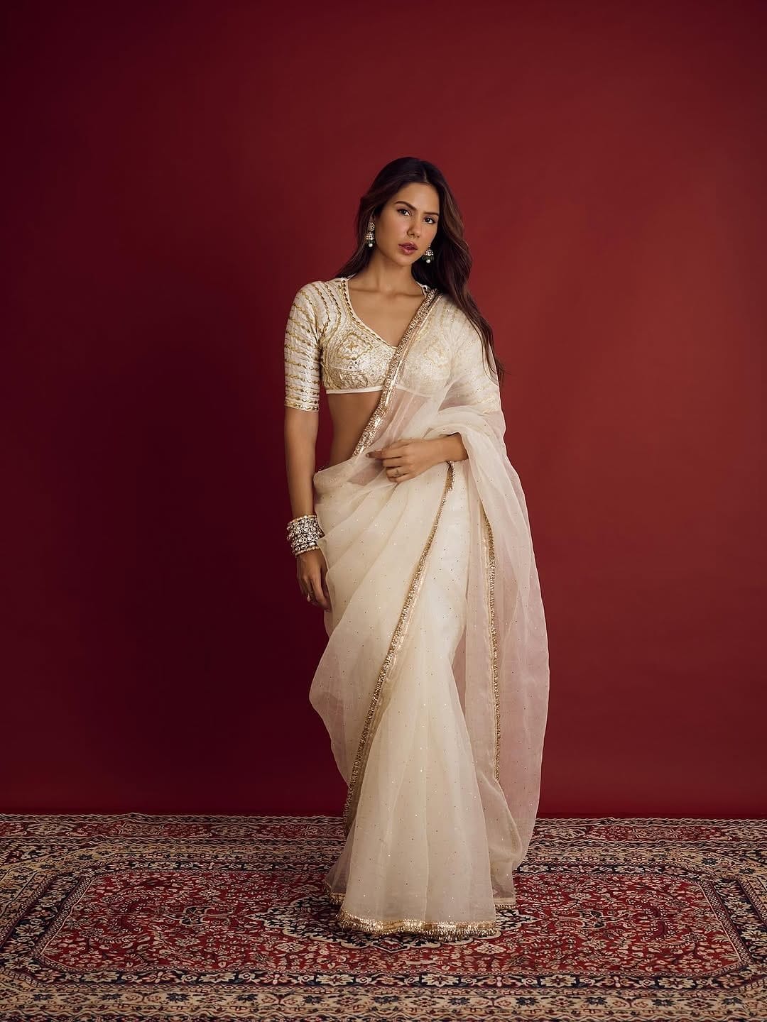 New Premium Launch – Sonam Bajwa Inspired Saree - Soft C*C Georgette Saree Online India - Buy at ₹2099 - Image 1