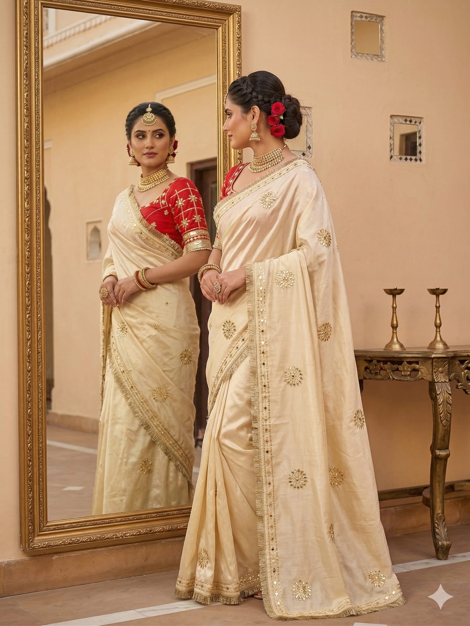 New Premium Launch – Aangi Blouse Chinon Saree - Chinon Saree Online India - Buy at ₹2099 - Image 1