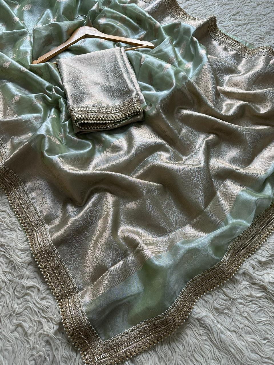 Biggest Wedding Fresh Launch – Banarasi Tissue Silk Saree - View 3