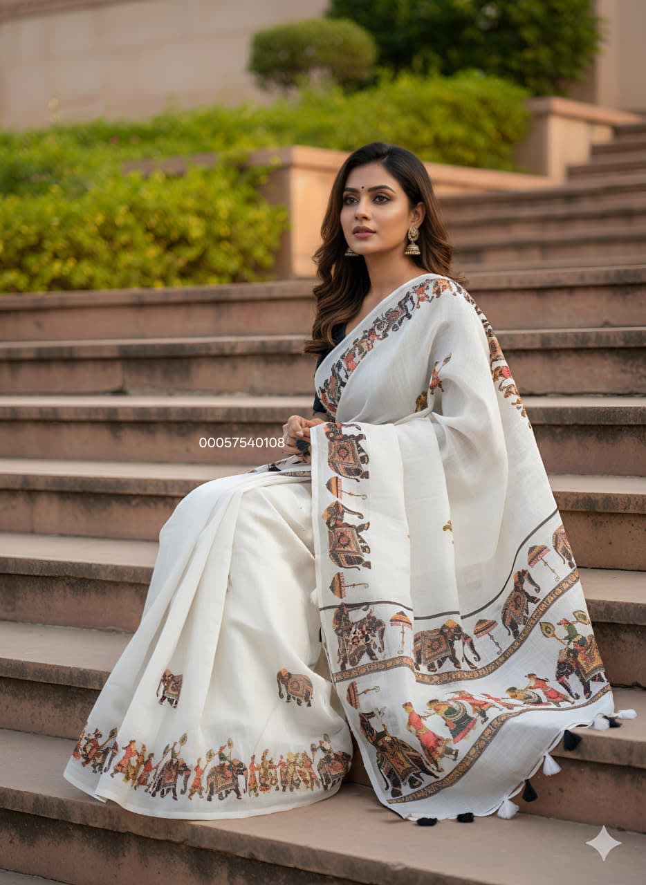 New Launch – Heavy Linen Blooming Saree - View 2