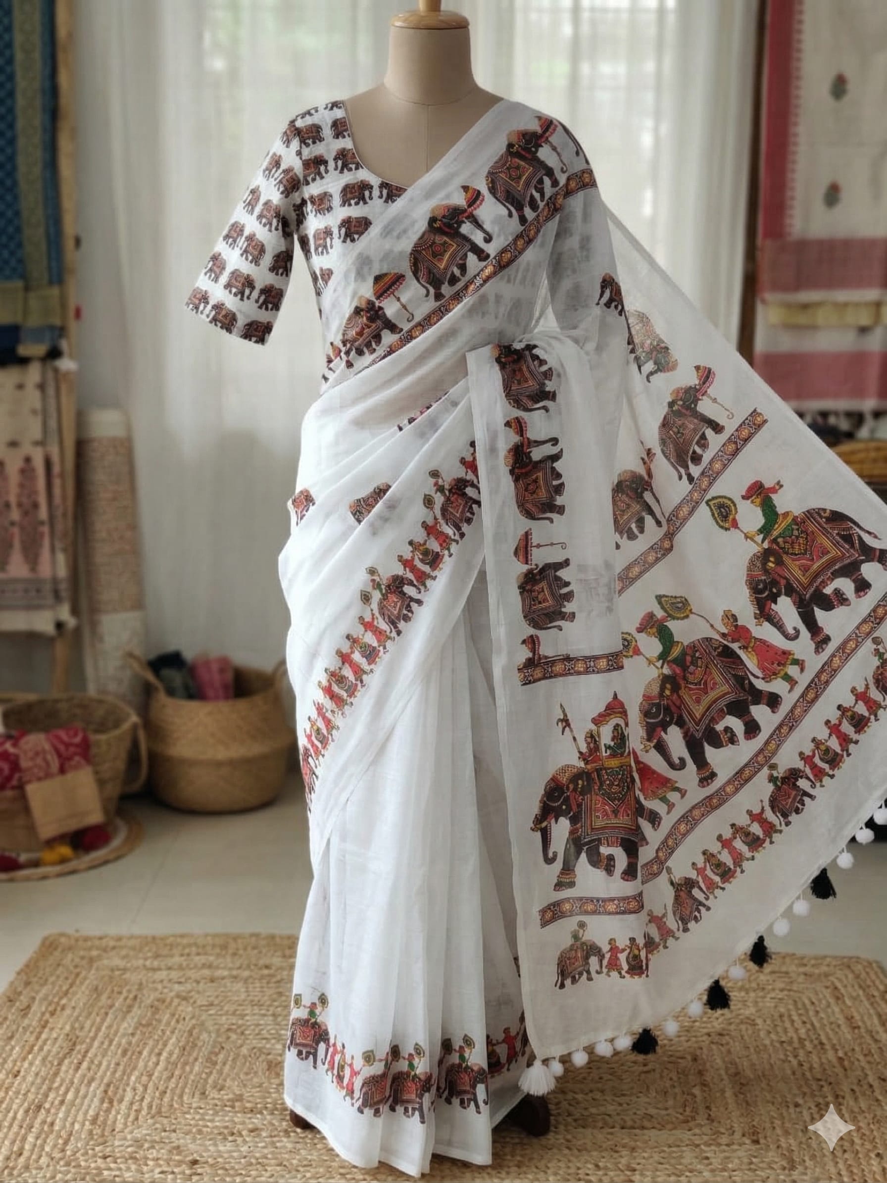 New Launch – Heavy Linen Blooming Saree - Linen Cotton Saree Online India - Buy at ₹699 - Image 1