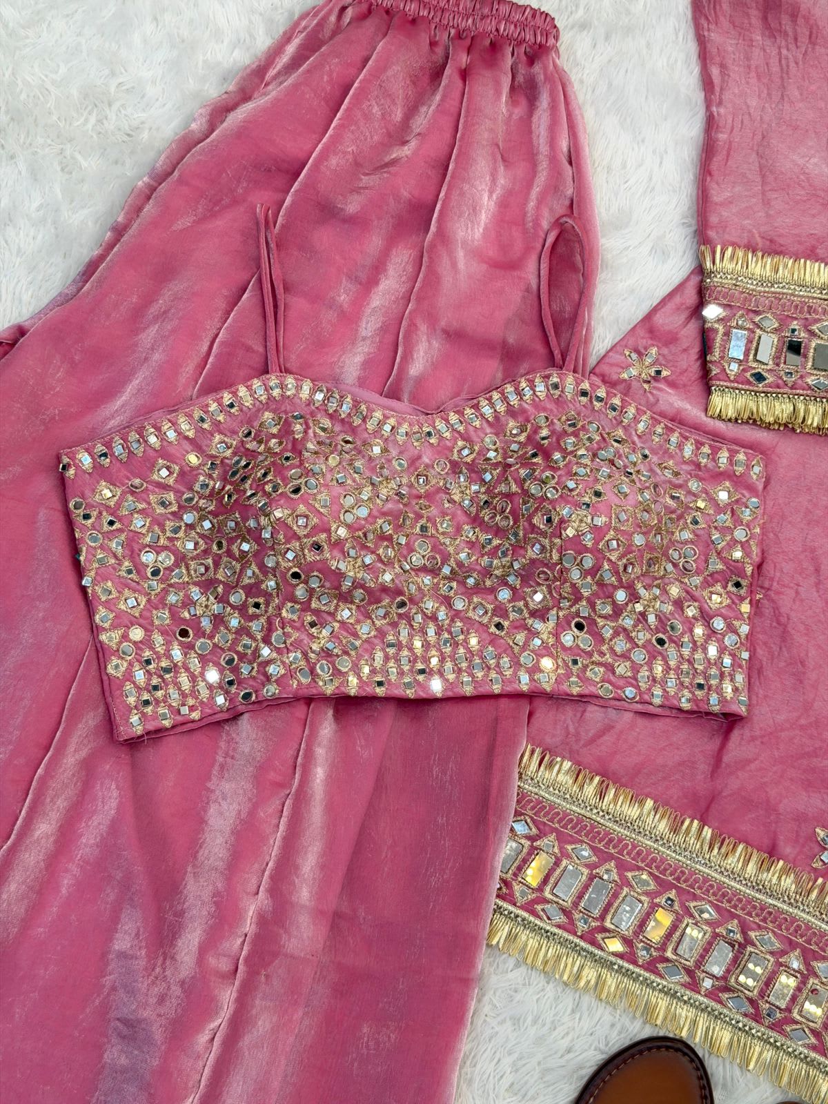 Premium Mirror Work Sharara Palazzo Set - View 4