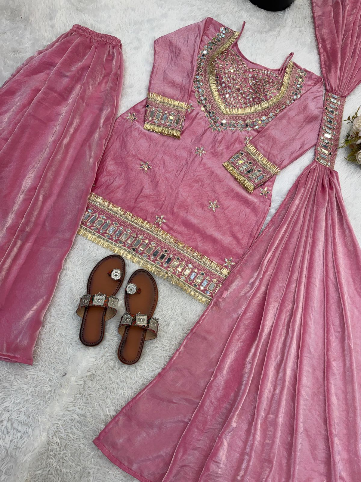 Premium Mirror Work Sharara Palazzo Set - View 2