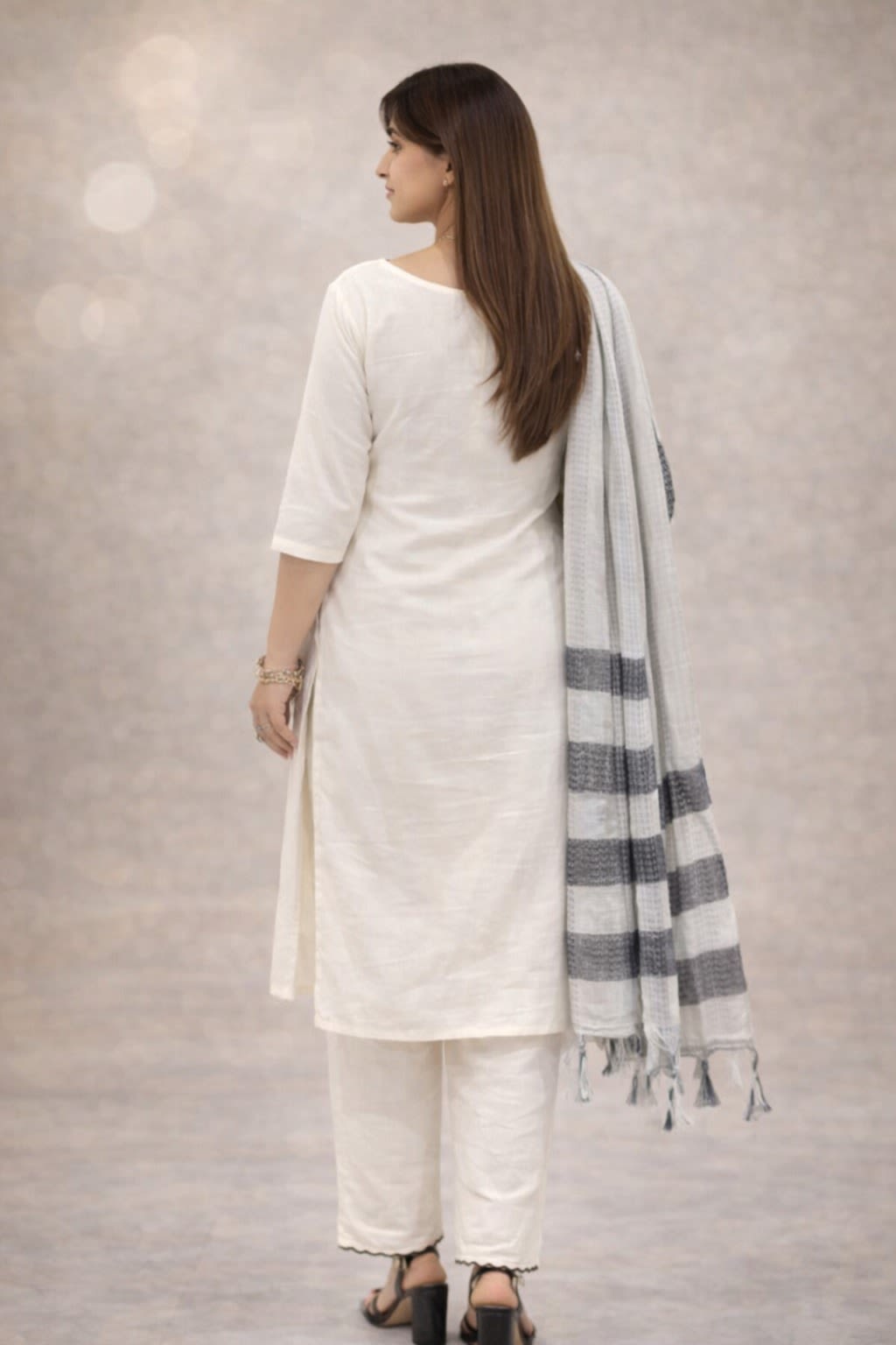 Elegant Straight Kurti Pant Dupatta Set - View 4