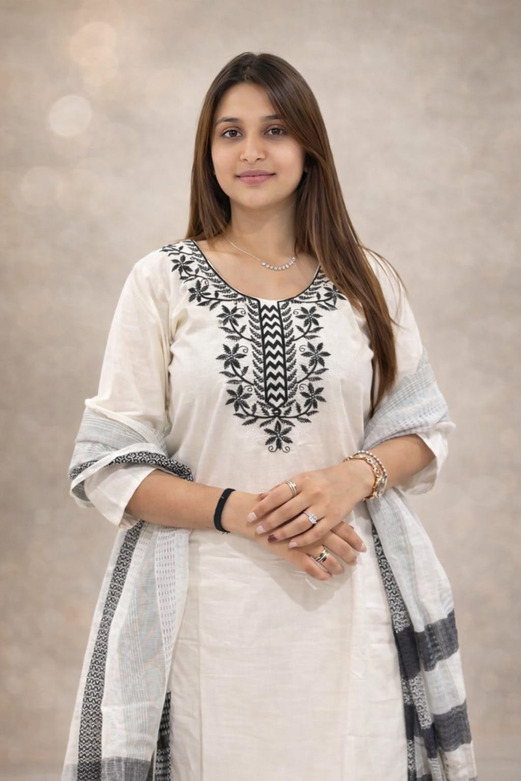 Elegant Straight Kurti Pant Dupatta Set - View 5