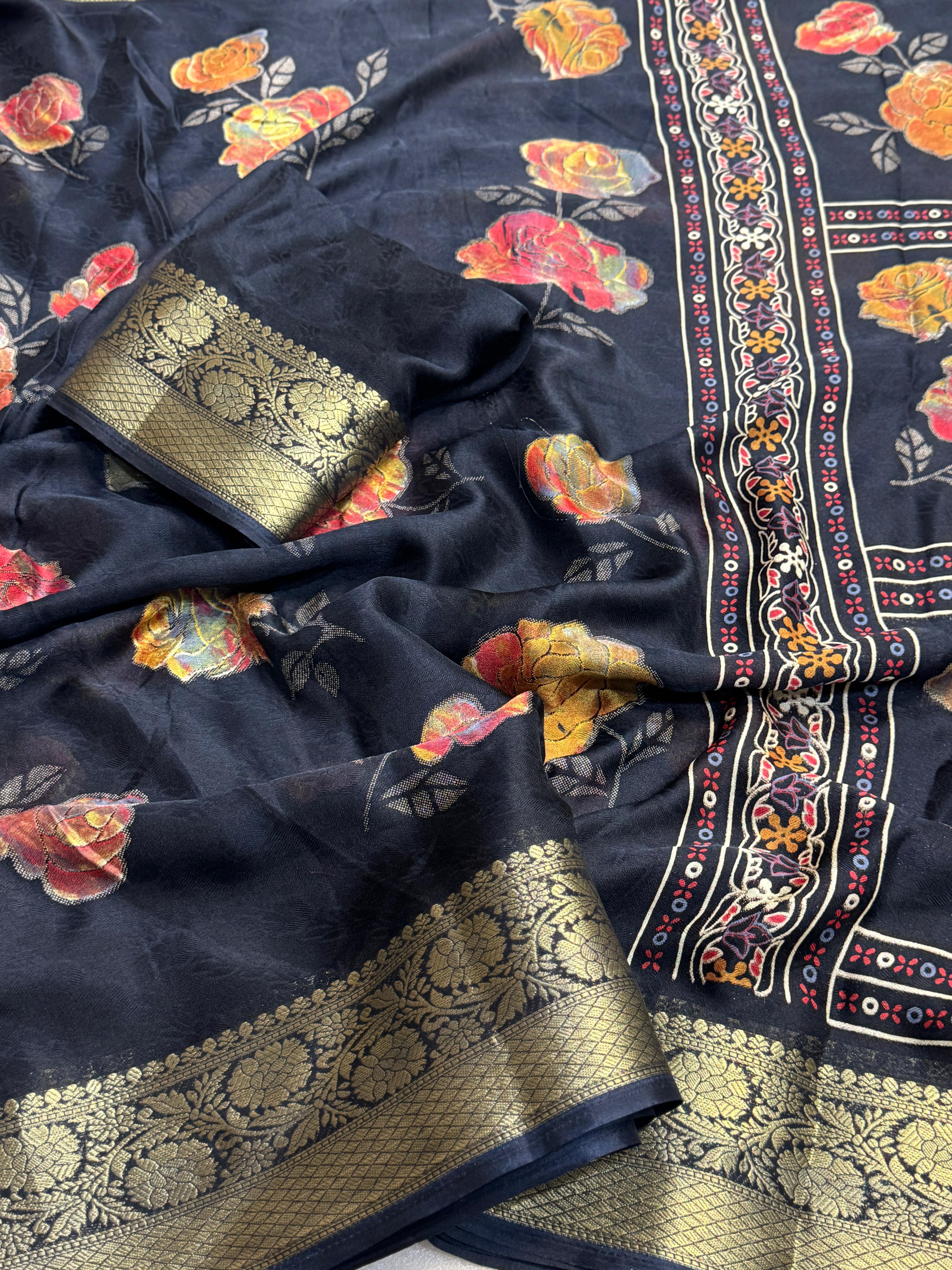 New Arrival – Black Rose Saree - View 5