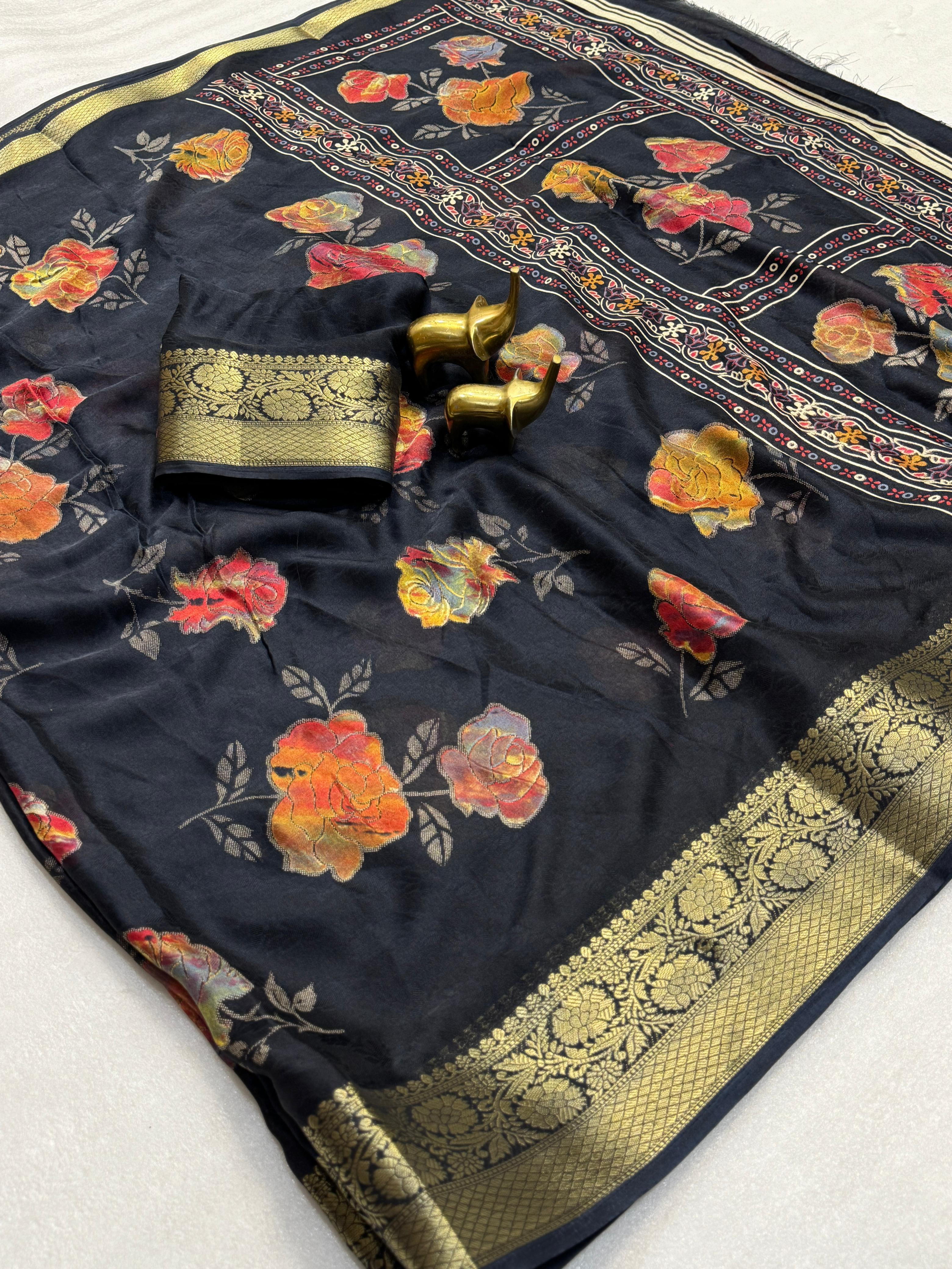 New Arrival – Black Rose Saree - View 2