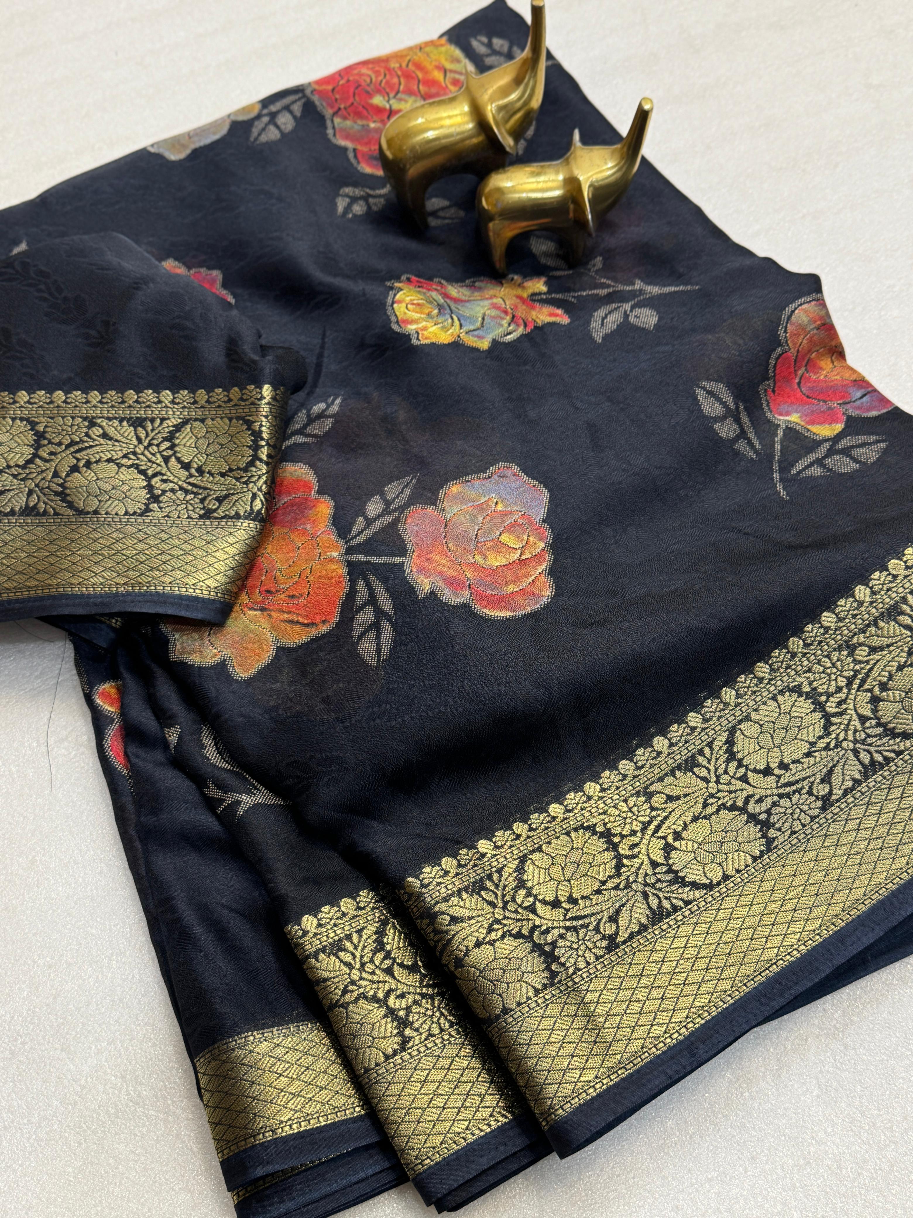 New Arrival – Black Rose Saree - View 4