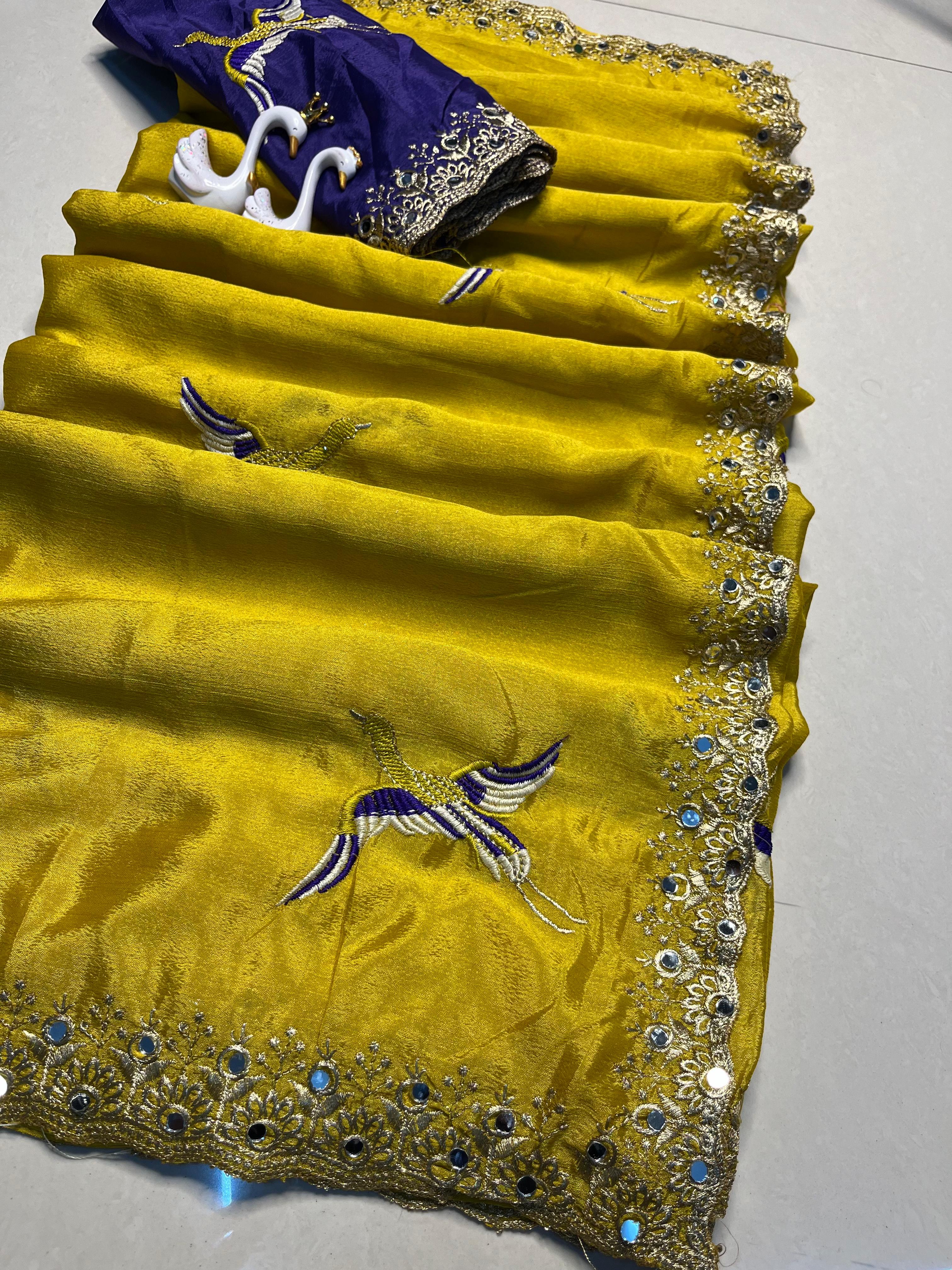 New Arrival – Star Georgette Mirror Work Saree - View 4