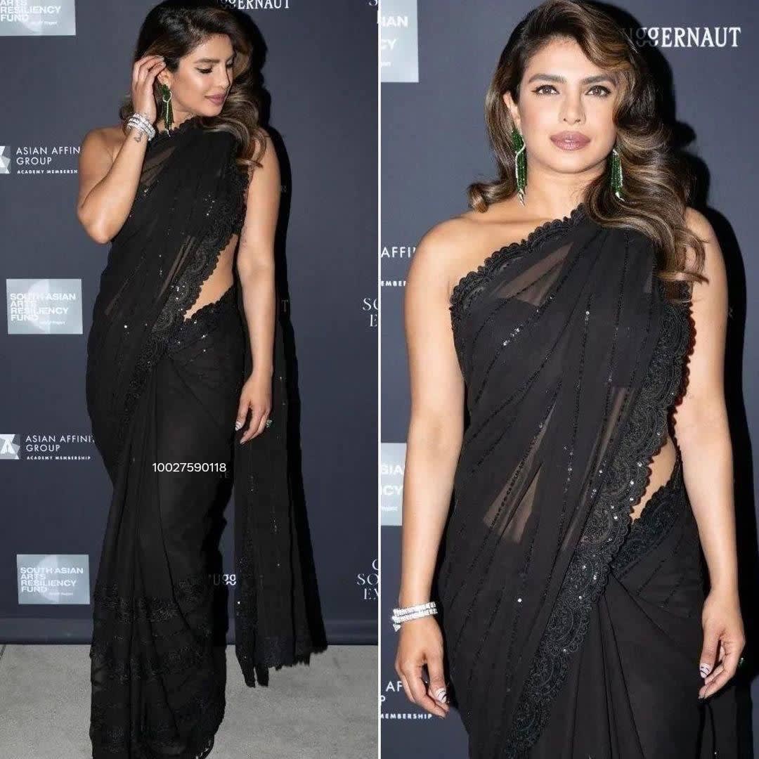 Bollywood Designer black Saree - Georgette Saree Online India - Buy at ₹1699 - Image 1