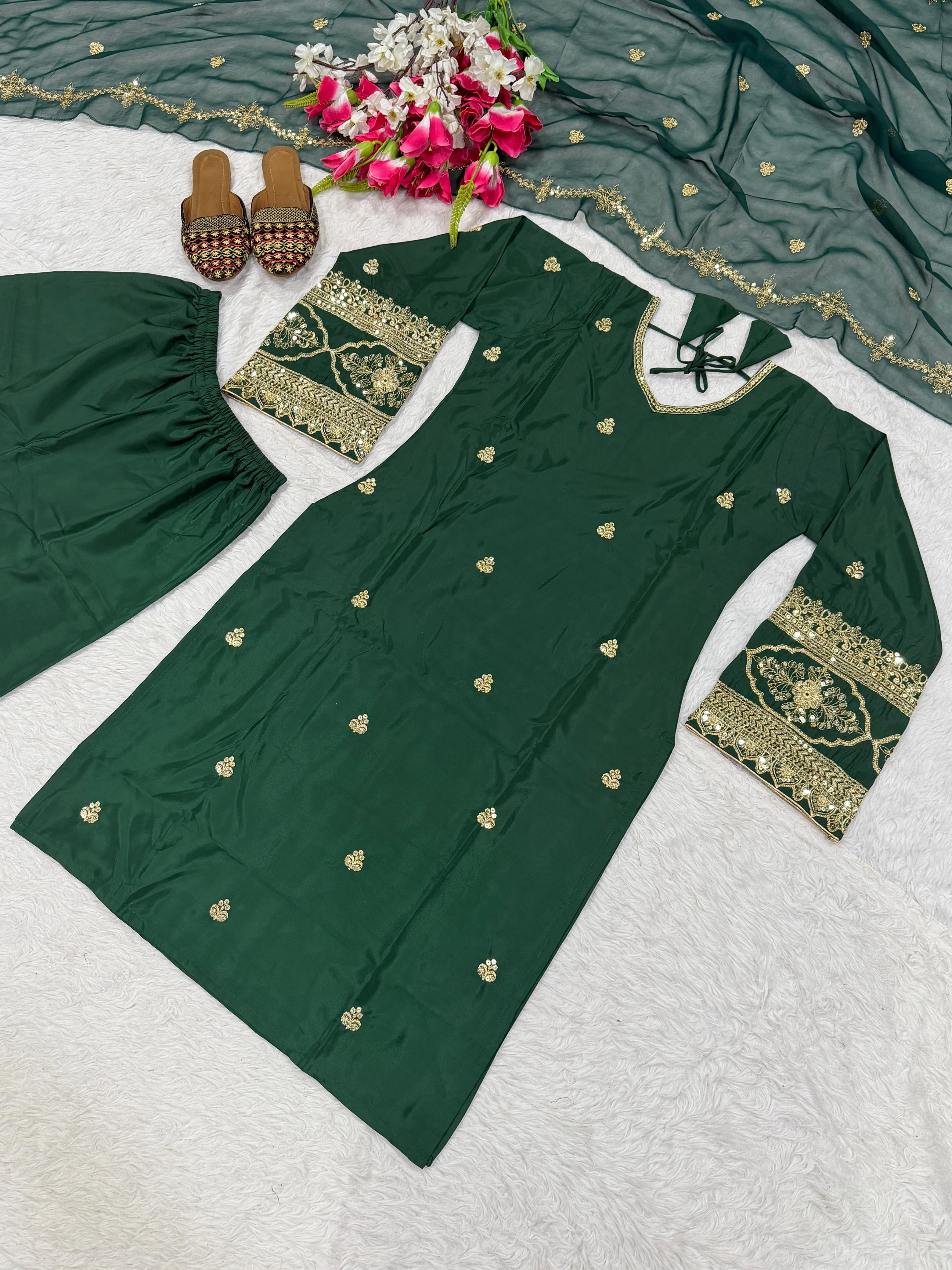 DN-3085 | Designer Party Wear Top, Pant & Dupatta Set - View 5